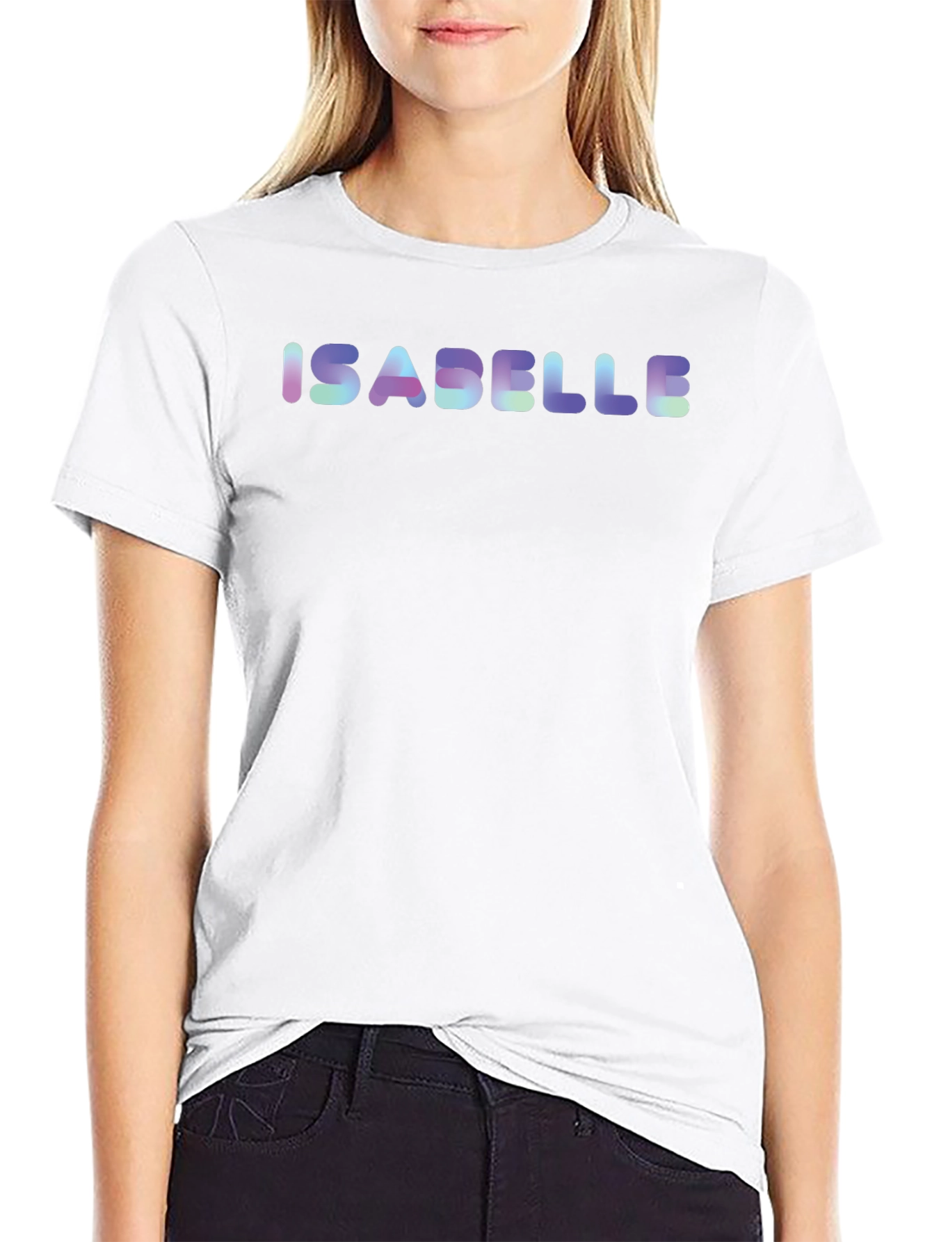 Isabelle Name Holographic Black T-Shirt