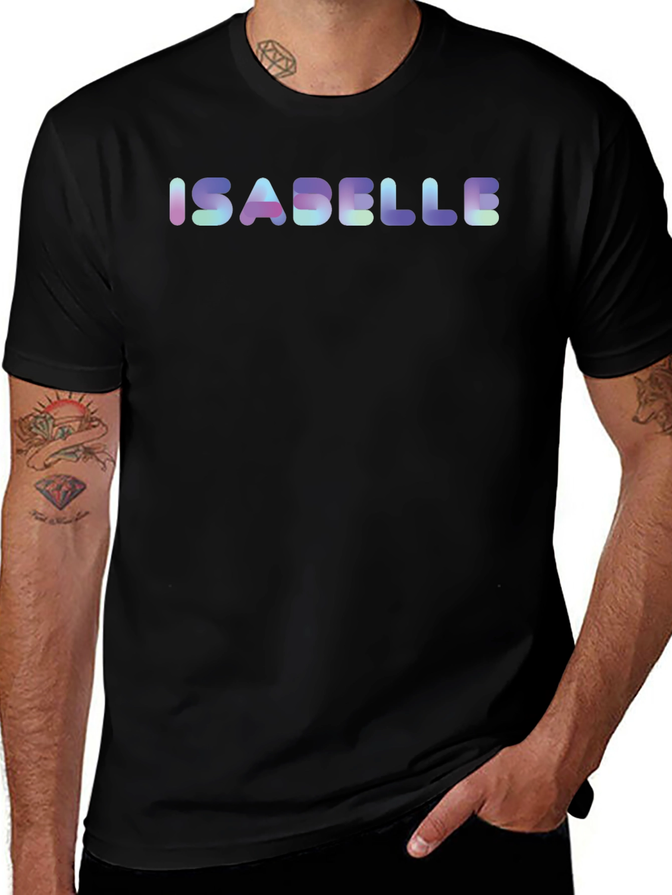 Isabelle Name Holographic Black T-Shirt