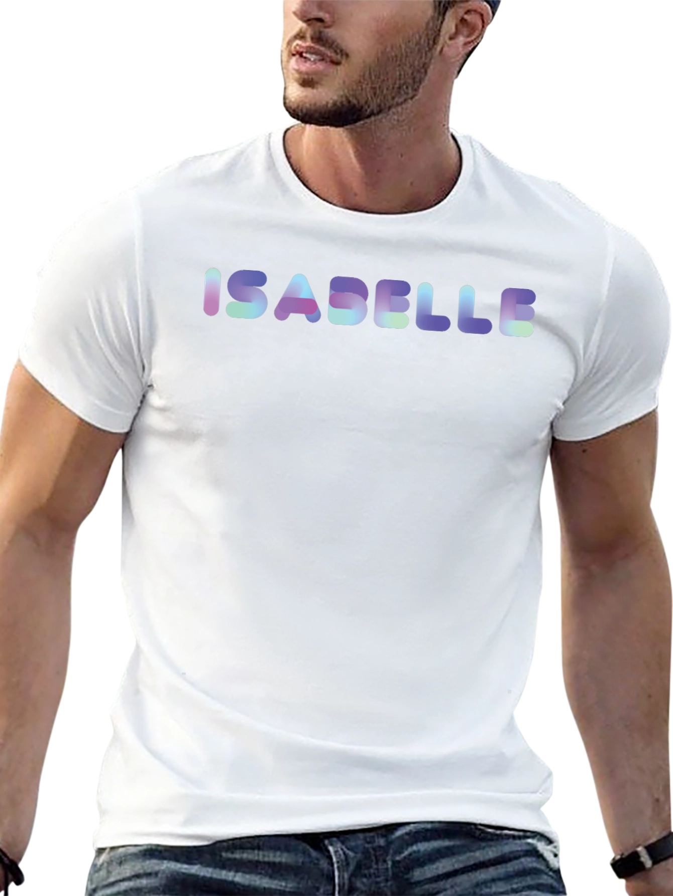 Isabelle Name Holographic Black T-Shirt