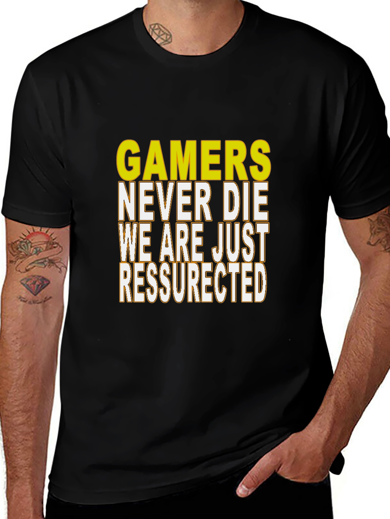 Gamers Never Die Resurrected Black T-Shirt