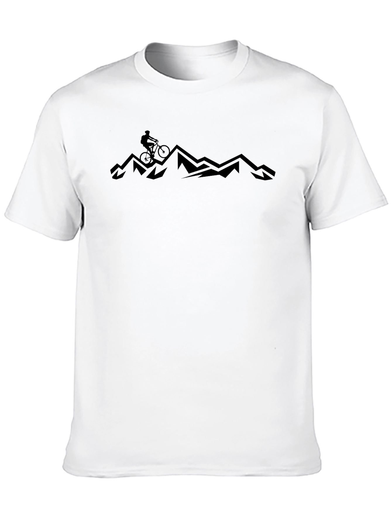 Mountain Biker Silhouette Graphic T-Shirt - Black