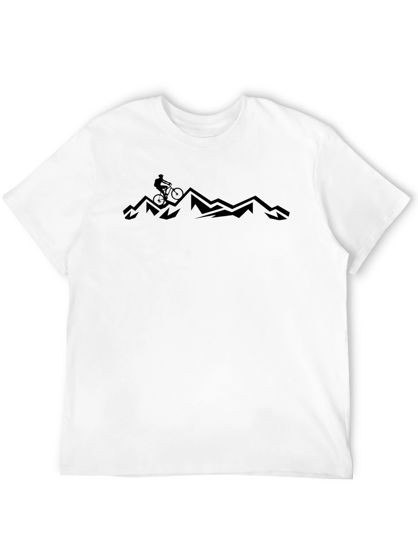 Mountain Biker Silhouette Graphic T-Shirt - Black