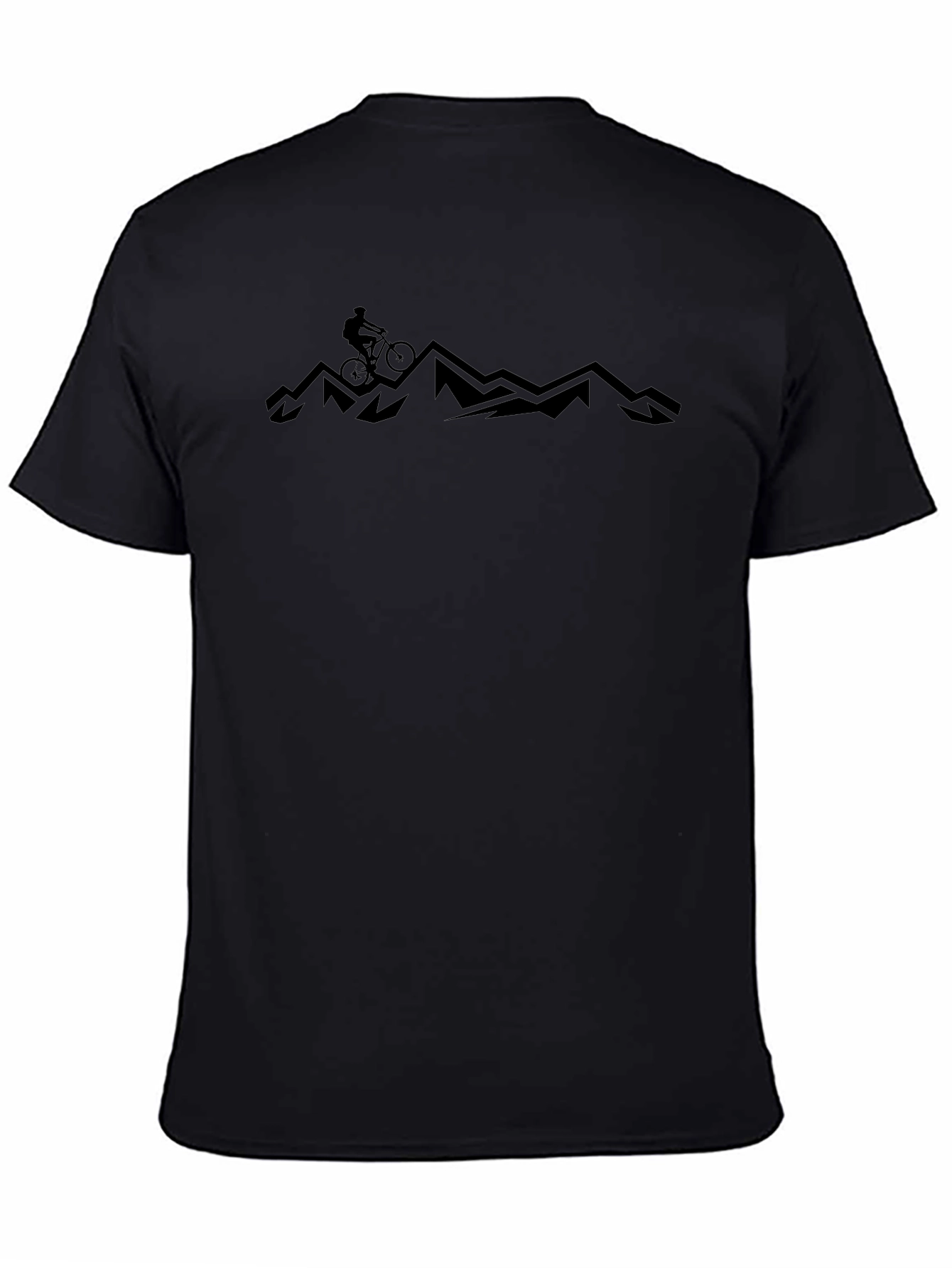 Mountain Biker Silhouette Graphic T-Shirt - Black