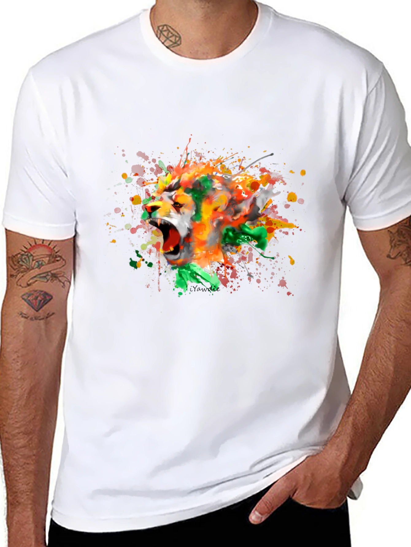 Roaring Lion Splash Art Graphic Tee