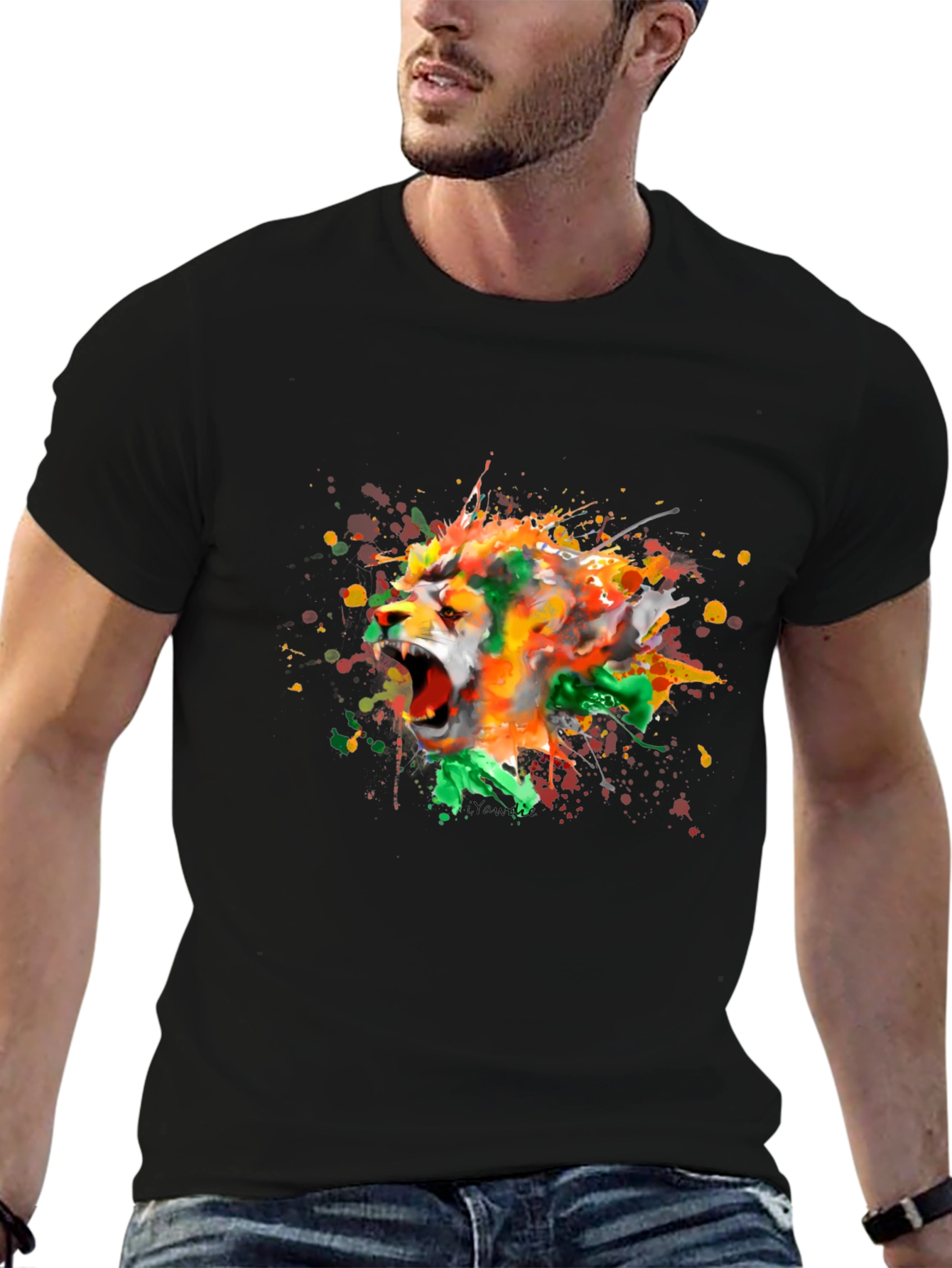 Roaring Lion Splash Art Graphic Tee