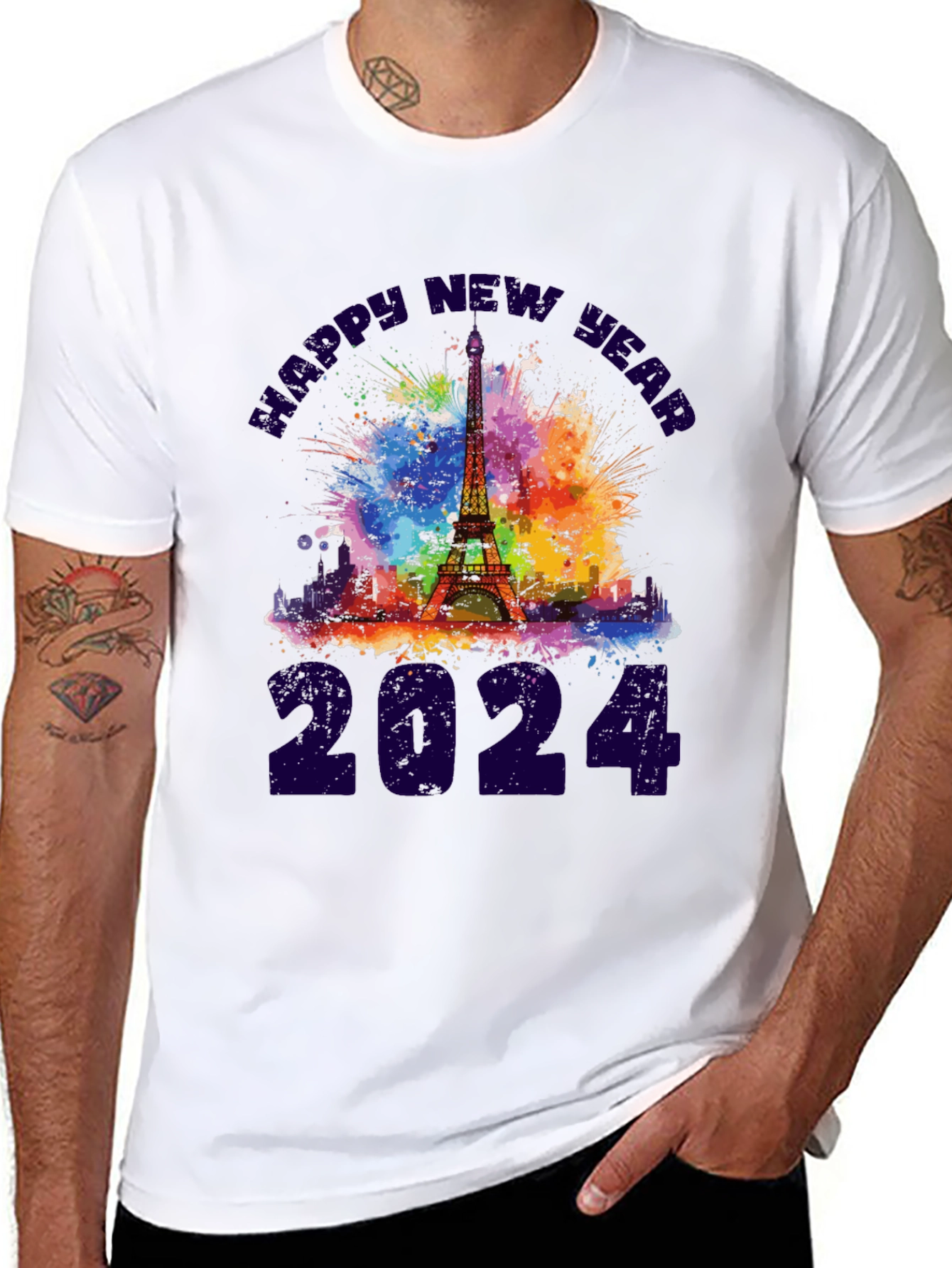Happy New Year 2024 Eiffel Tower T-Shirt