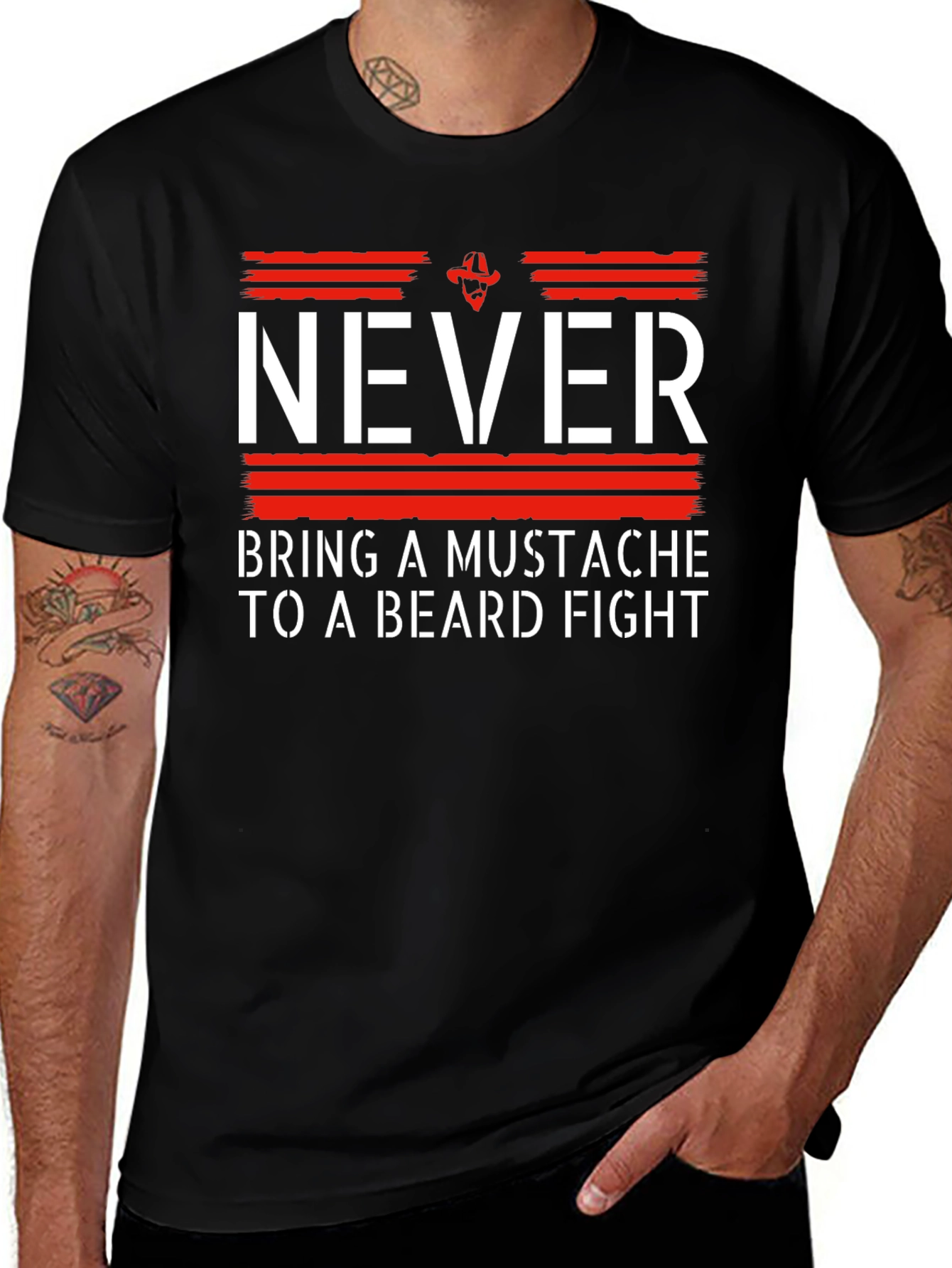 Never Bring a Mustache to a Beard Fight T-Shirt