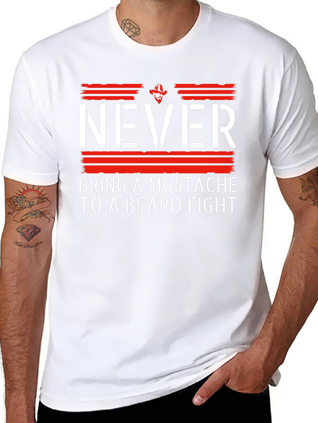 Never Bring a Mustache to a Beard Fight T-Shirt