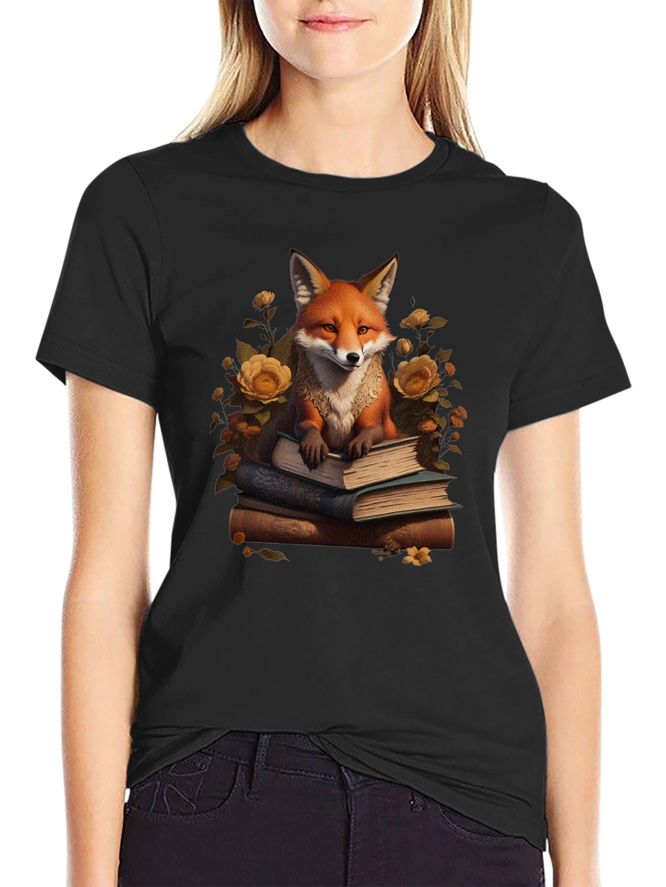 Fox Reading Books Graphic T-Shirt