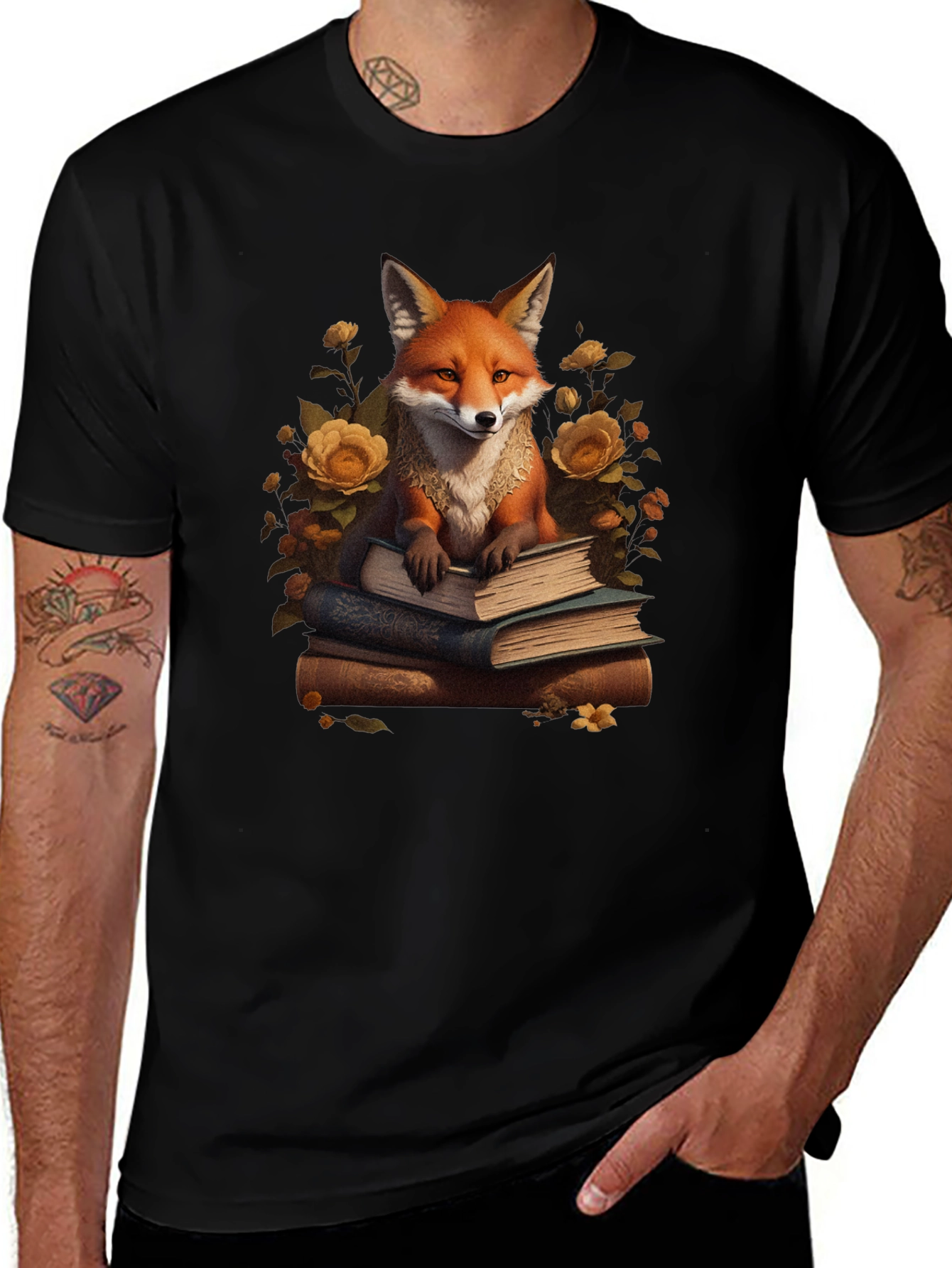 Fox Reading Books Graphic T-Shirt