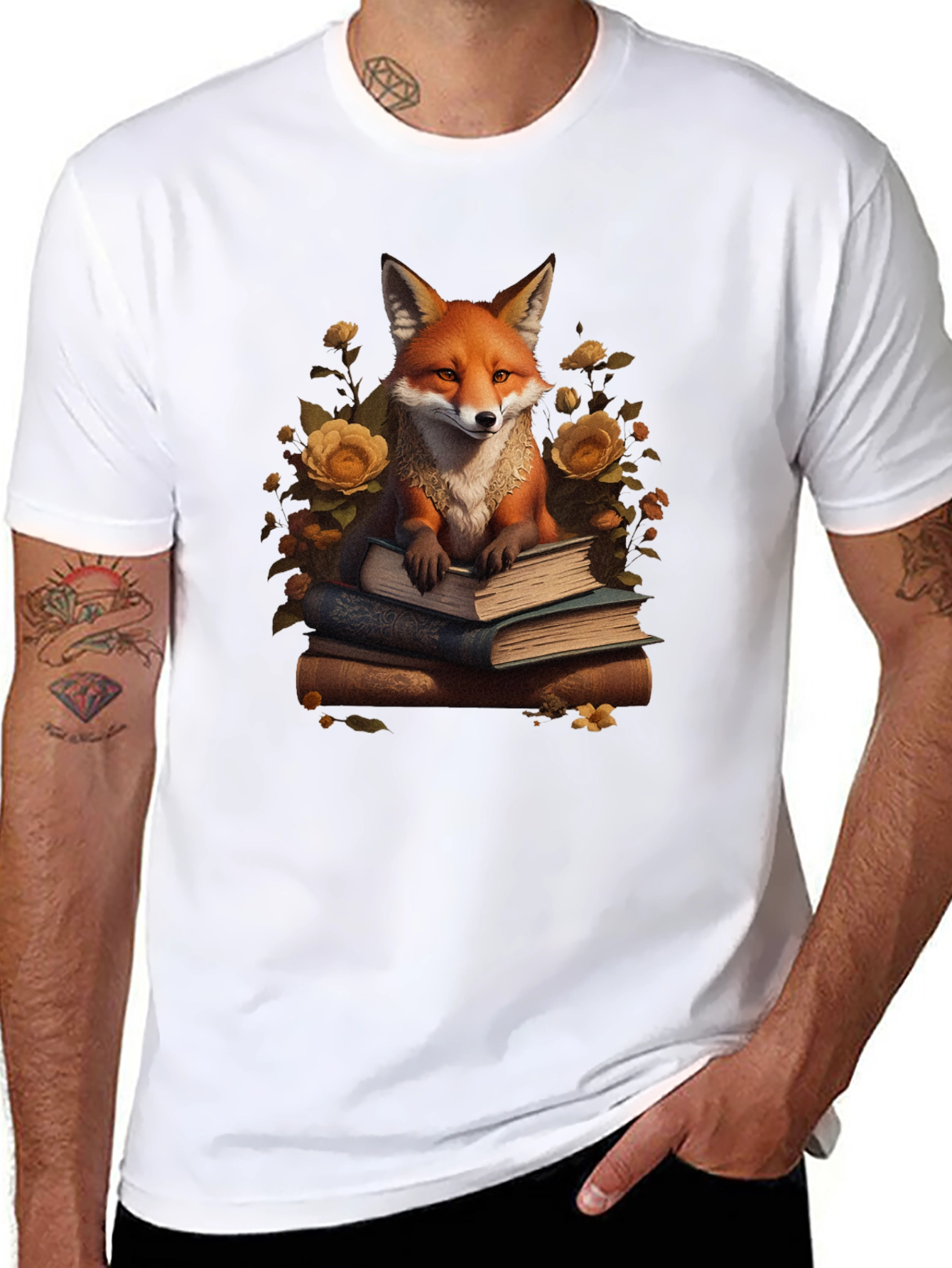 Fox Reading Books Graphic T-Shirt