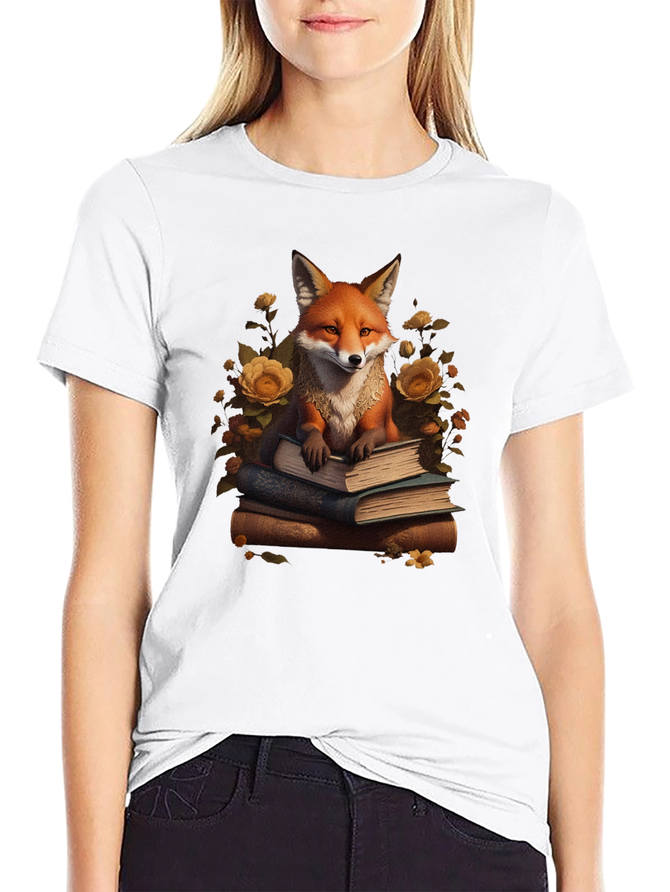 Fox Reading Books Graphic T-Shirt