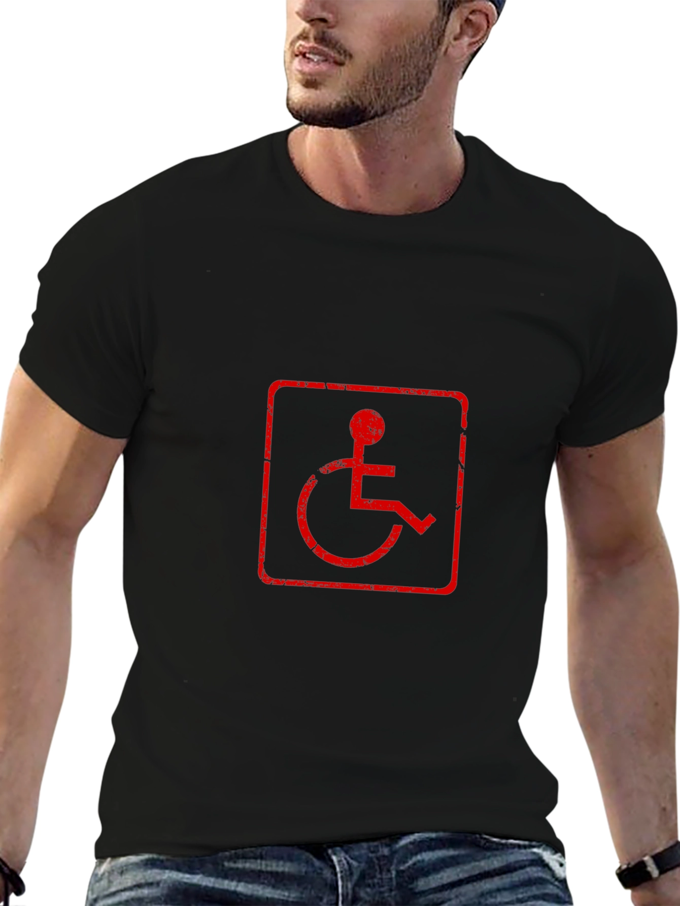 Distressed Wheelchair Symbol T-Shirt - Black