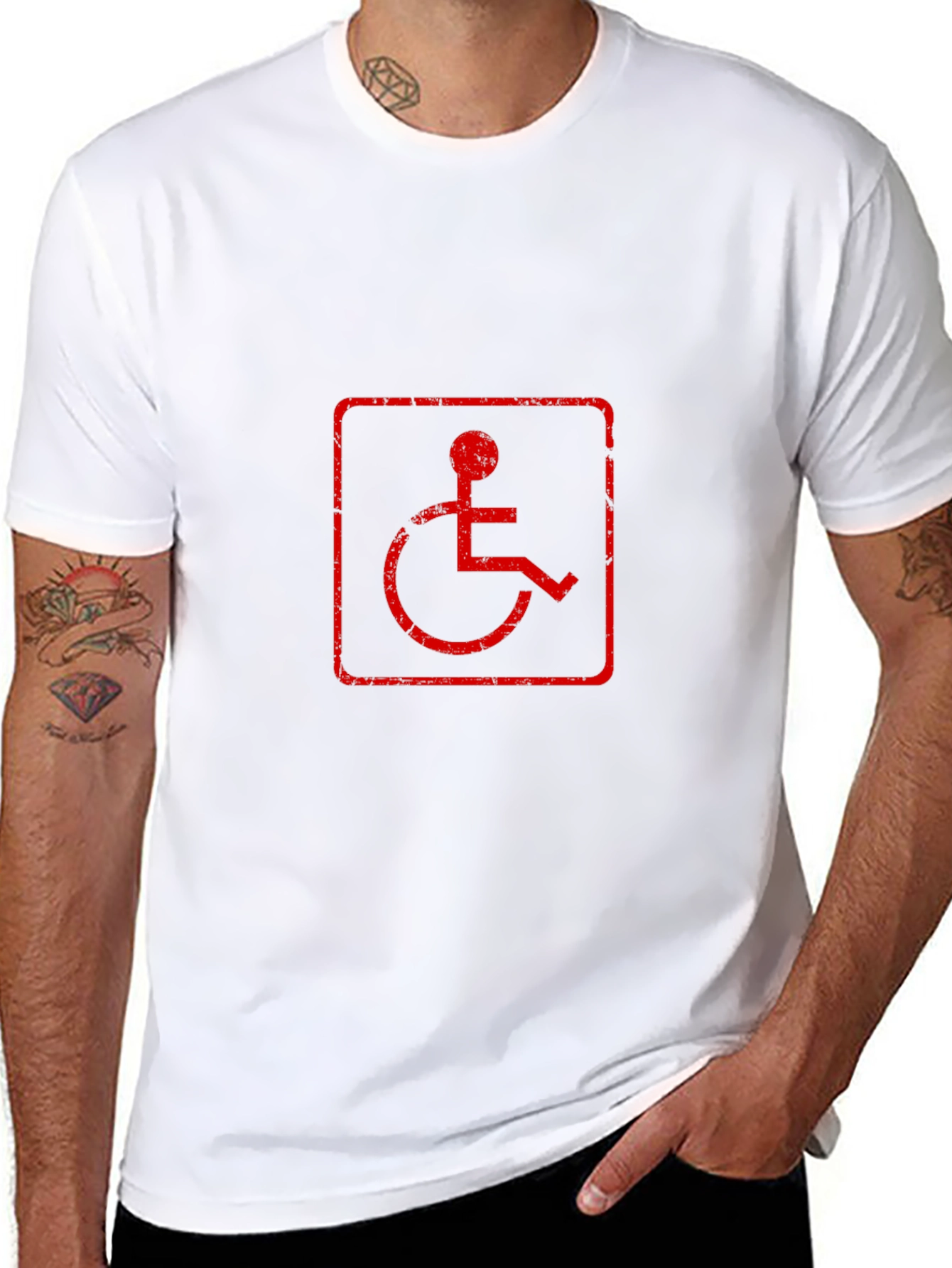 Distressed Wheelchair Symbol T-Shirt - Black