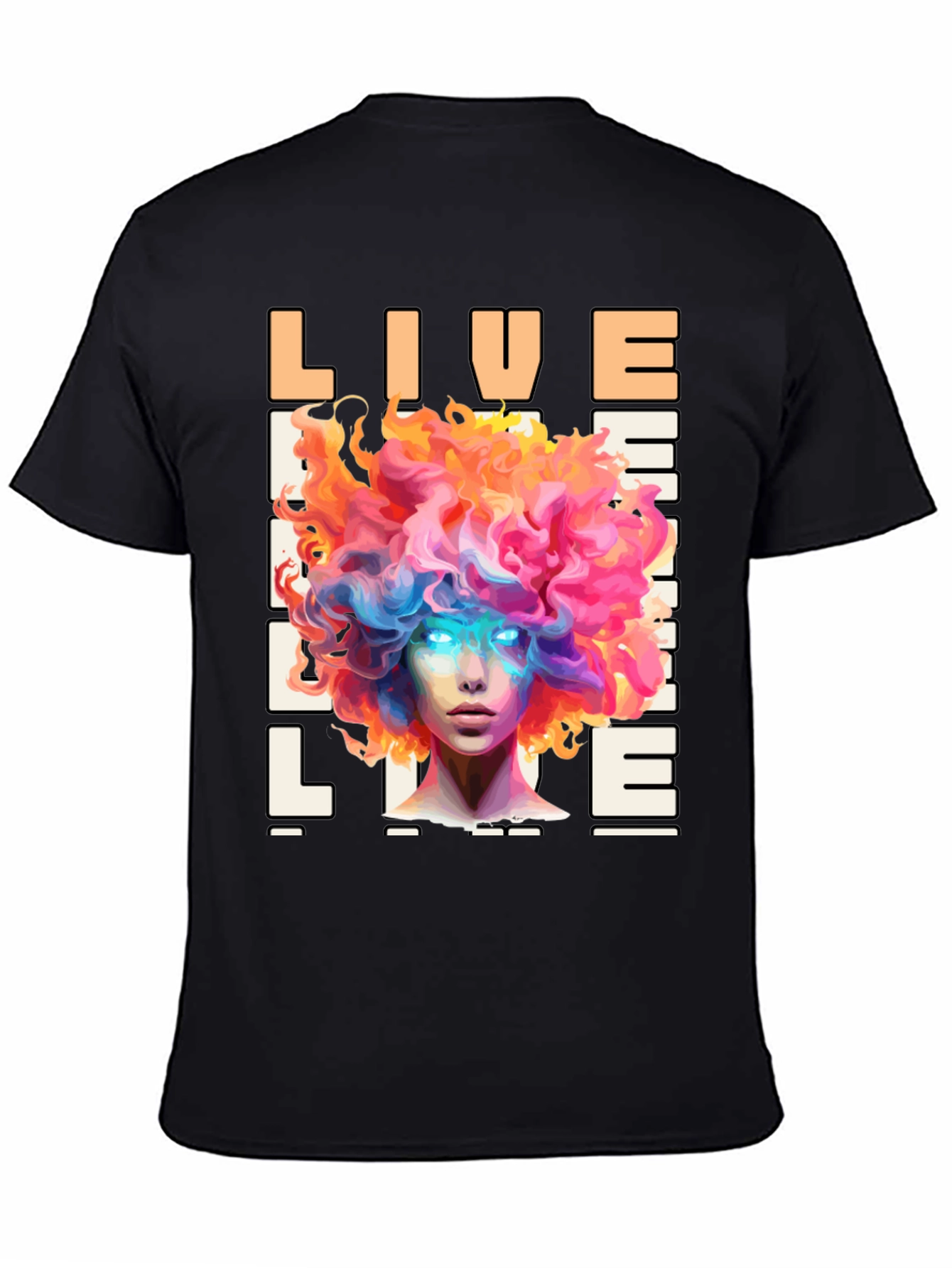 Live Life Graphic Print Black T-Shirt