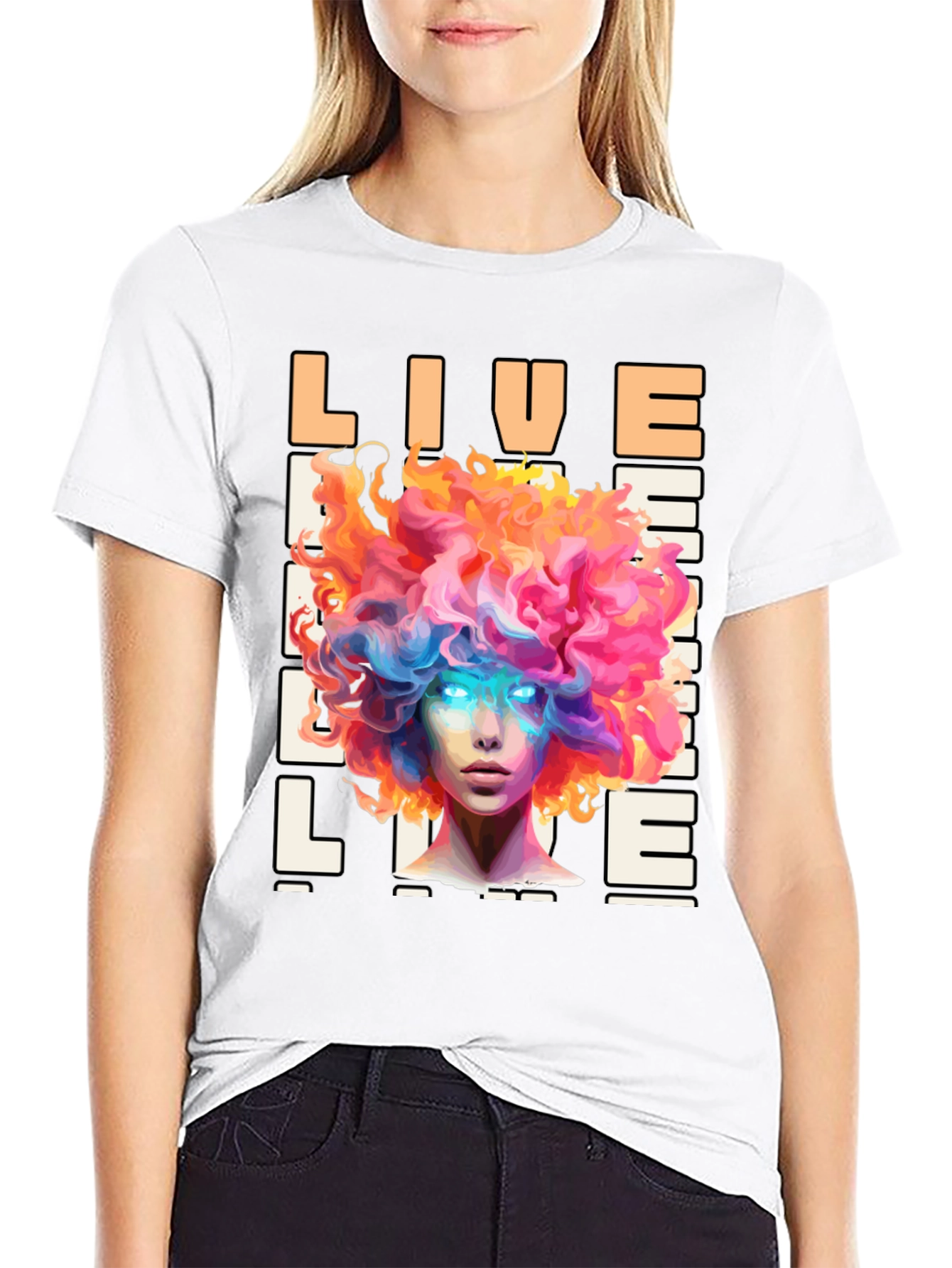Live Life Graphic Print Black T-Shirt