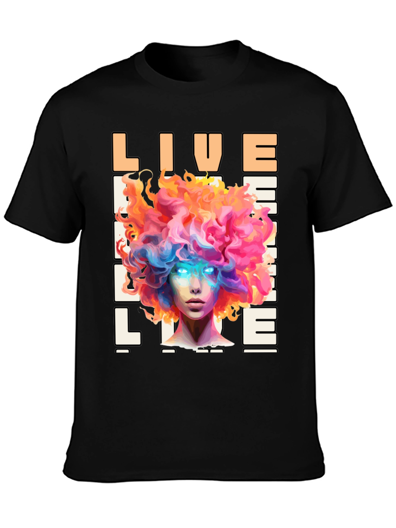 Live Life Graphic Print Black T-Shirt