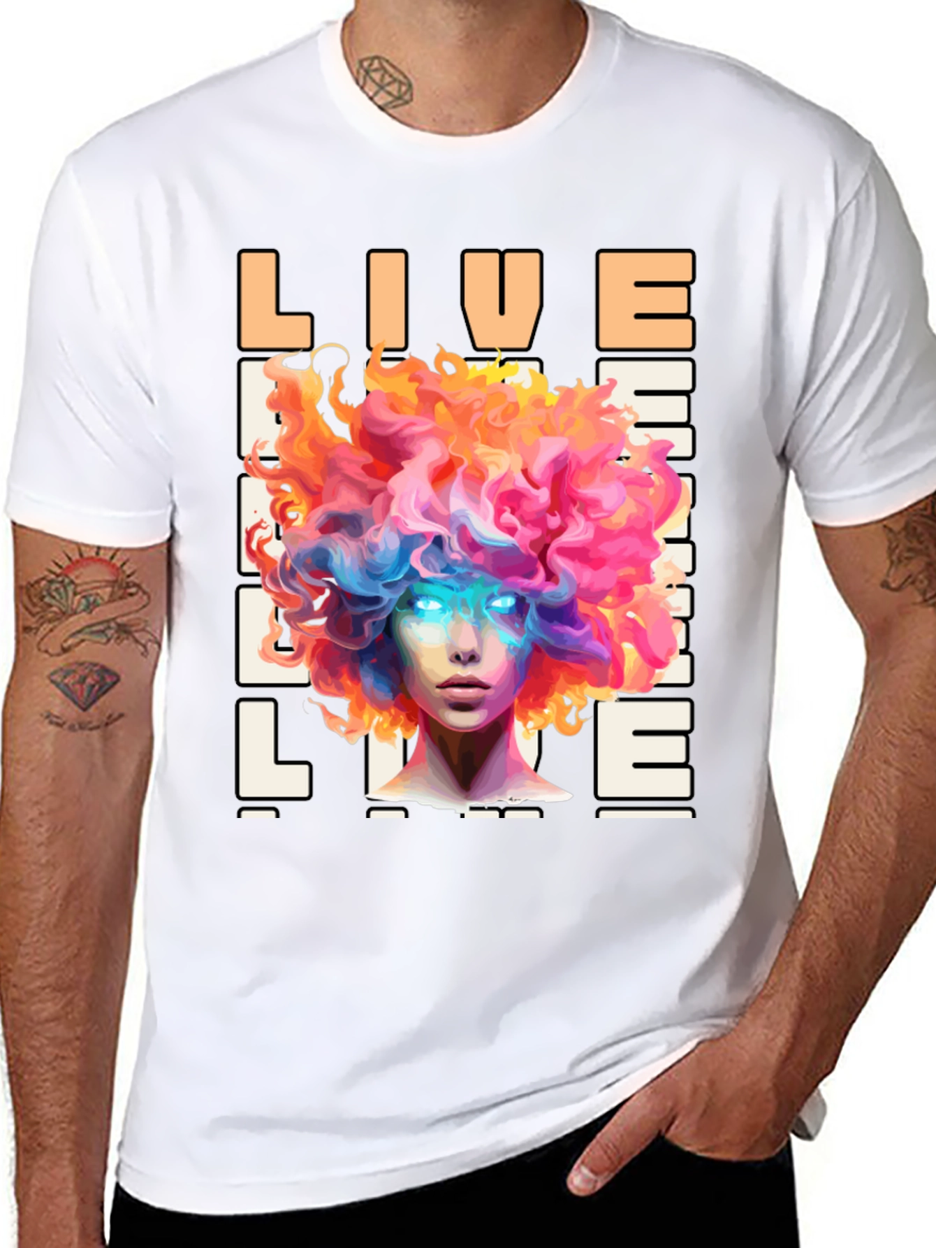 Live Life Graphic Print Black T-Shirt