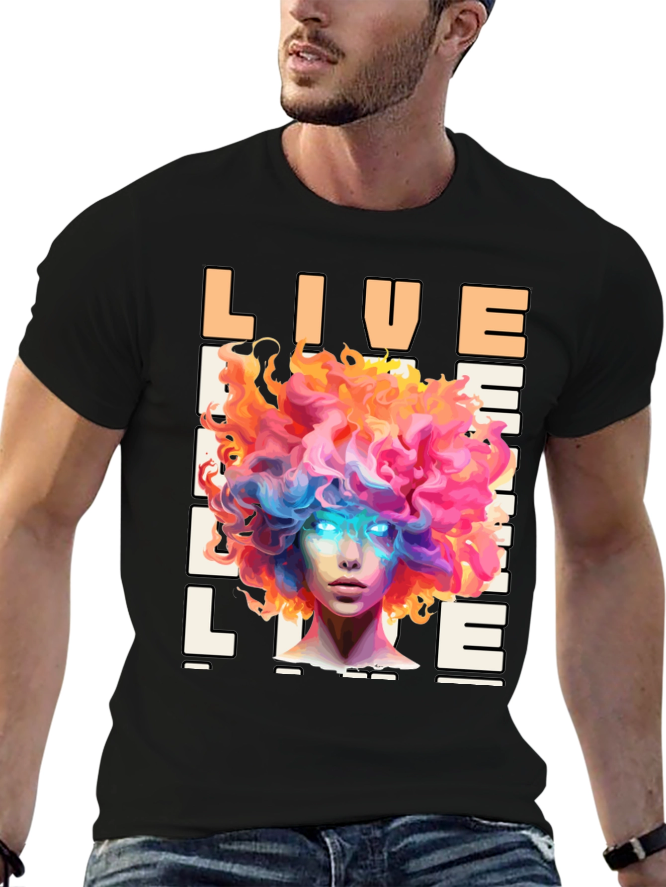 Live Life Graphic Print Black T-Shirt