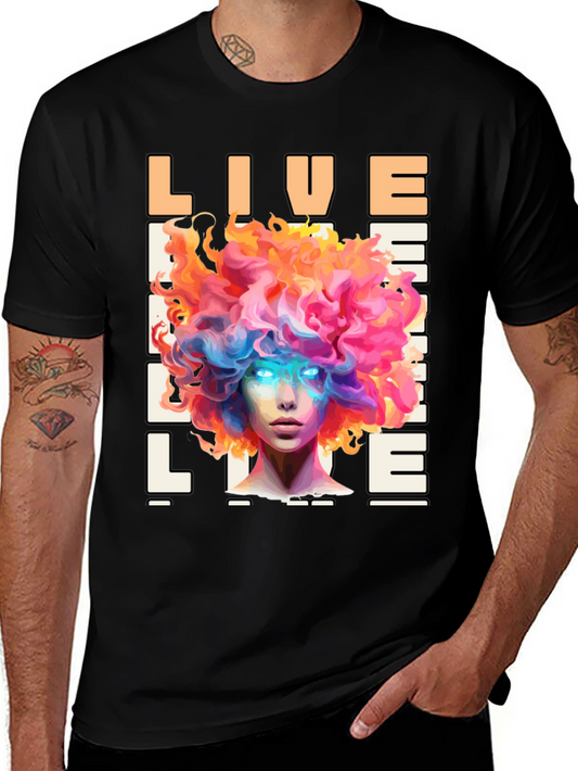 Live Life Graphic Print Black T-Shirt