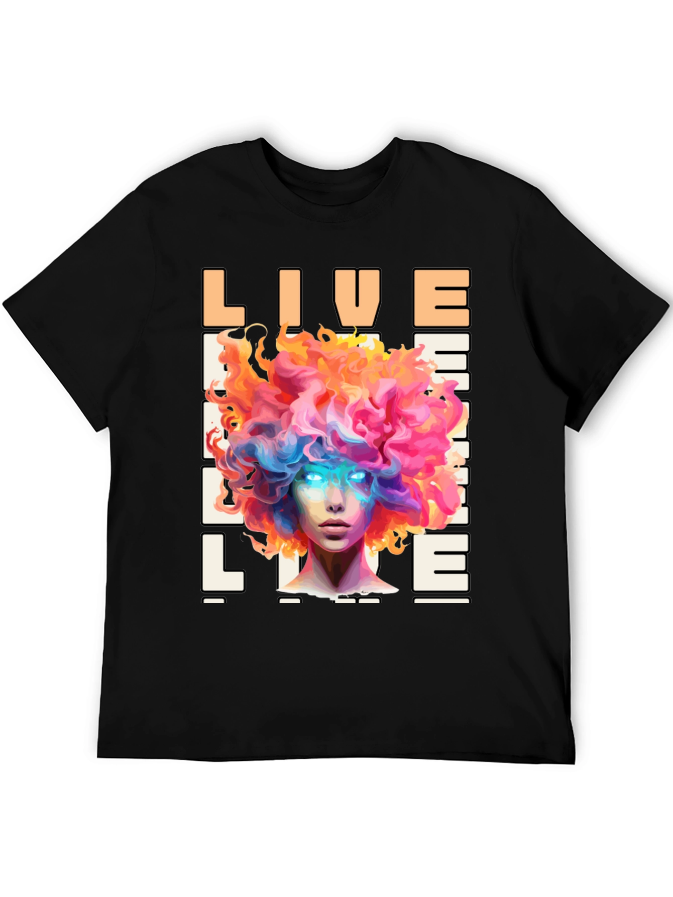 Live Life Graphic Print Black T-Shirt