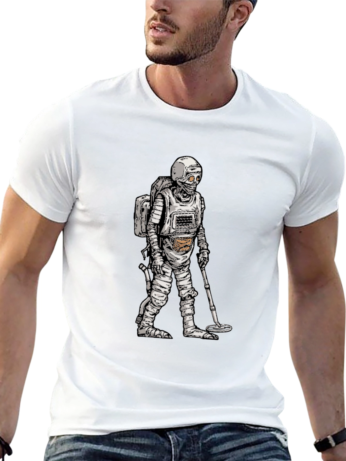 Retro Astronaut Mummy Graphic Black T-Shirt