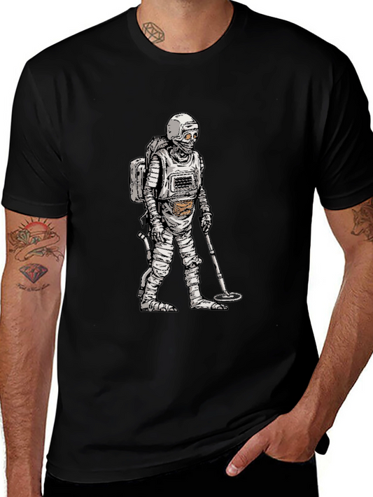 Retro Astronaut Mummy Graphic Black T-Shirt