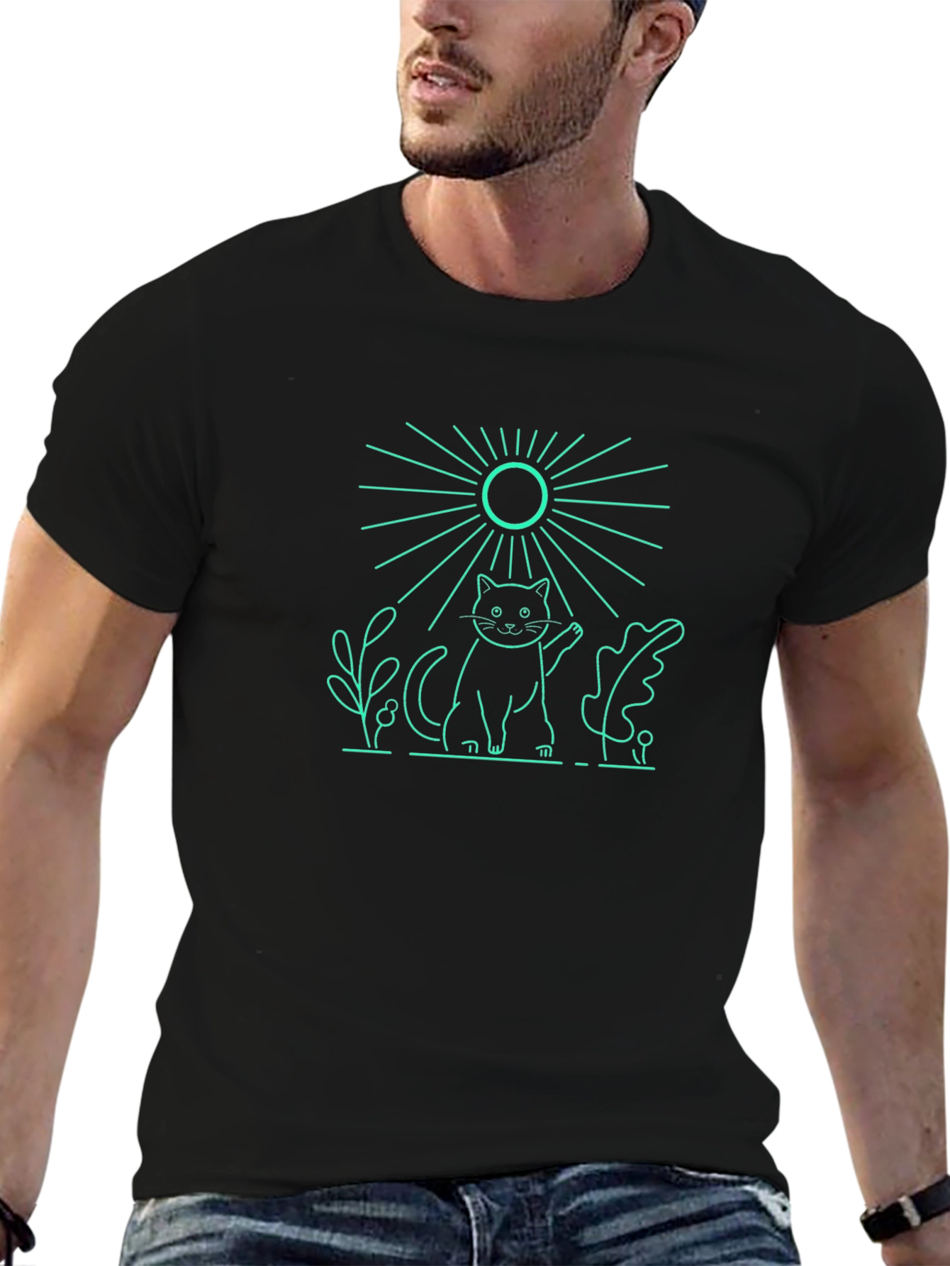 Cool Cat Graphic Tee - Trendy Black T-Shirt