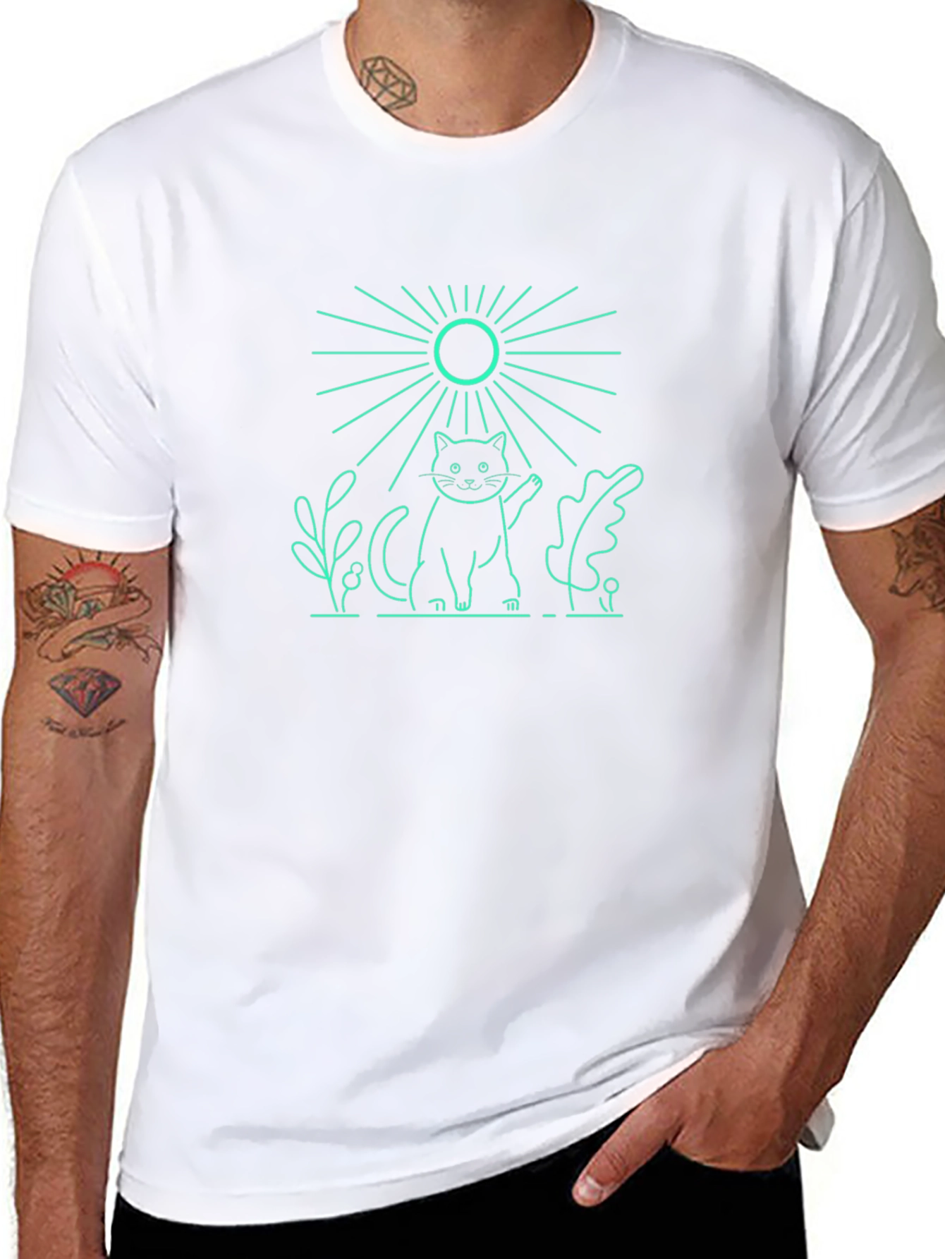 Cool Cat Graphic Tee - Trendy Black T-Shirt