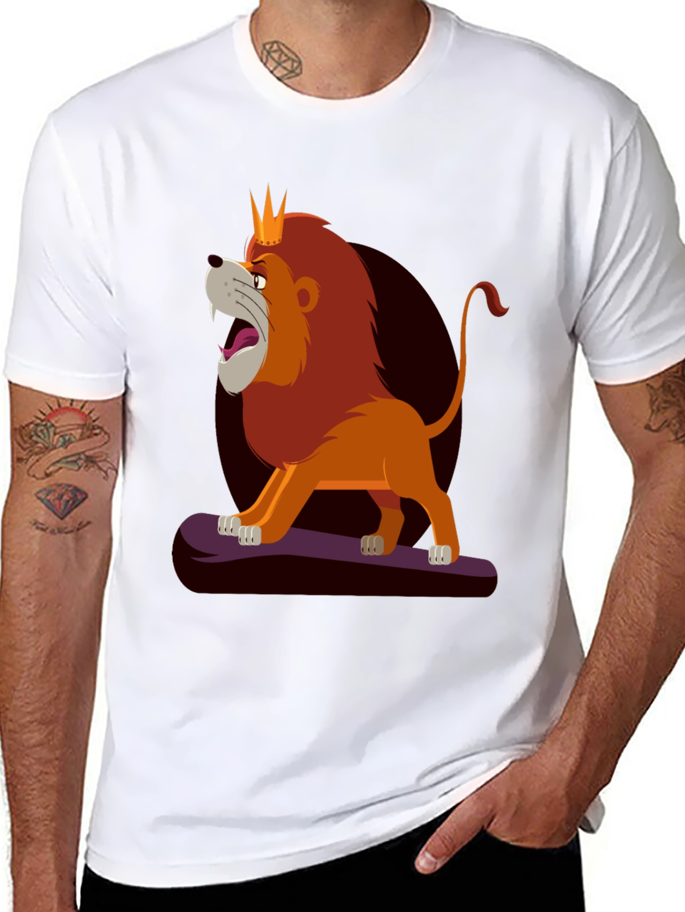 Lion King Cartoon Graphic Tee - Black T-Shirt