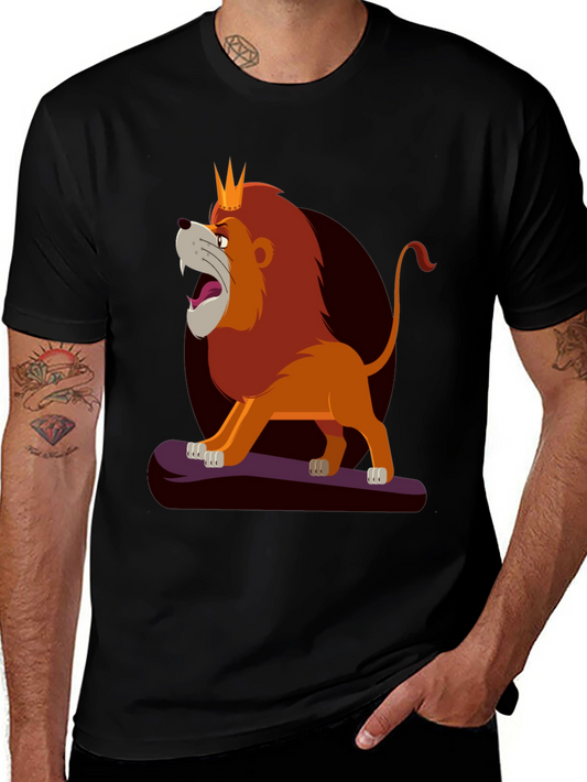Lion King Cartoon Graphic Tee - Black T-Shirt