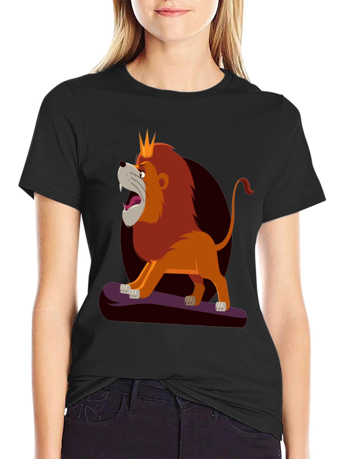 Lion King Cartoon Graphic Tee - Black T-Shirt