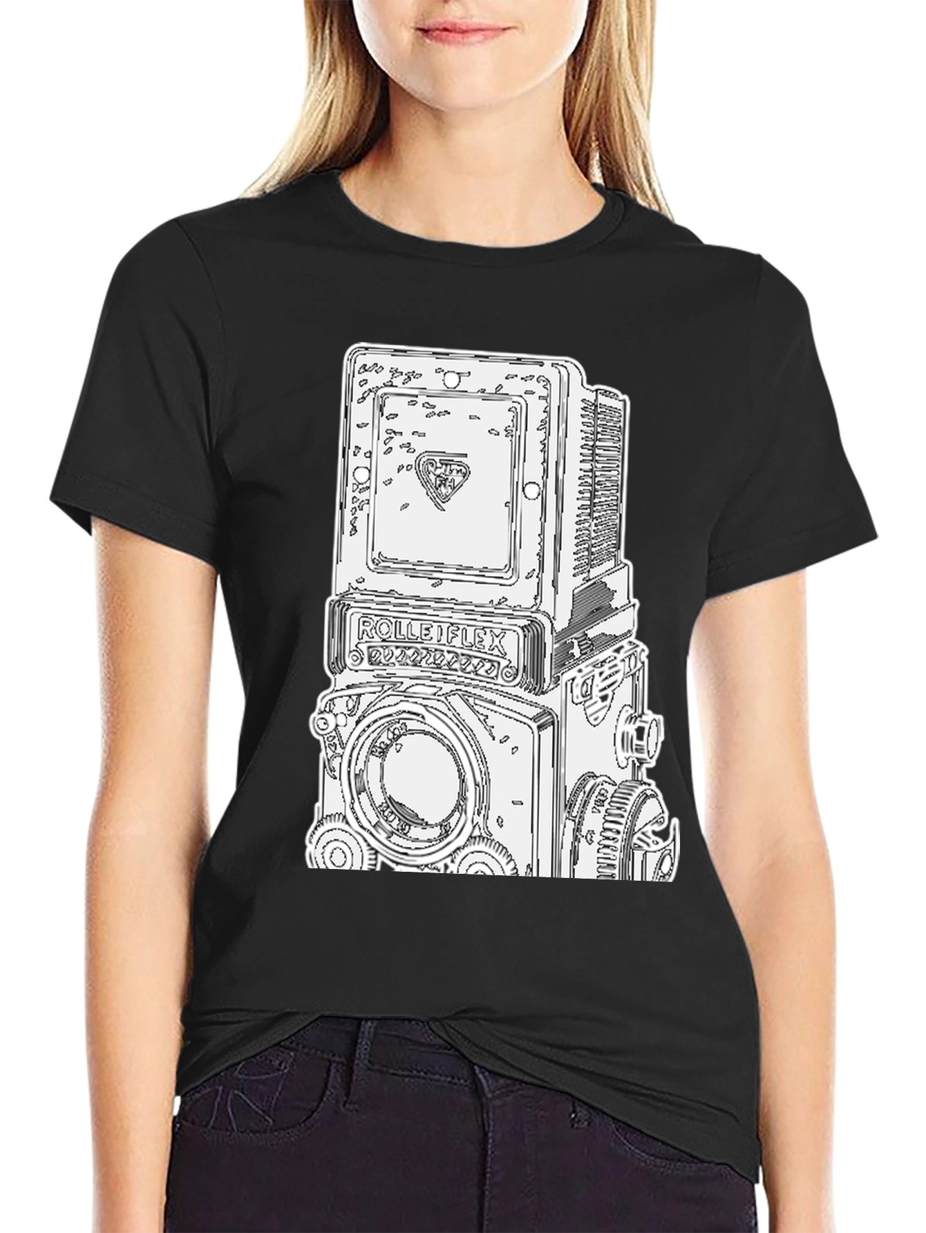 Retro Camera Graphic Tee - Black