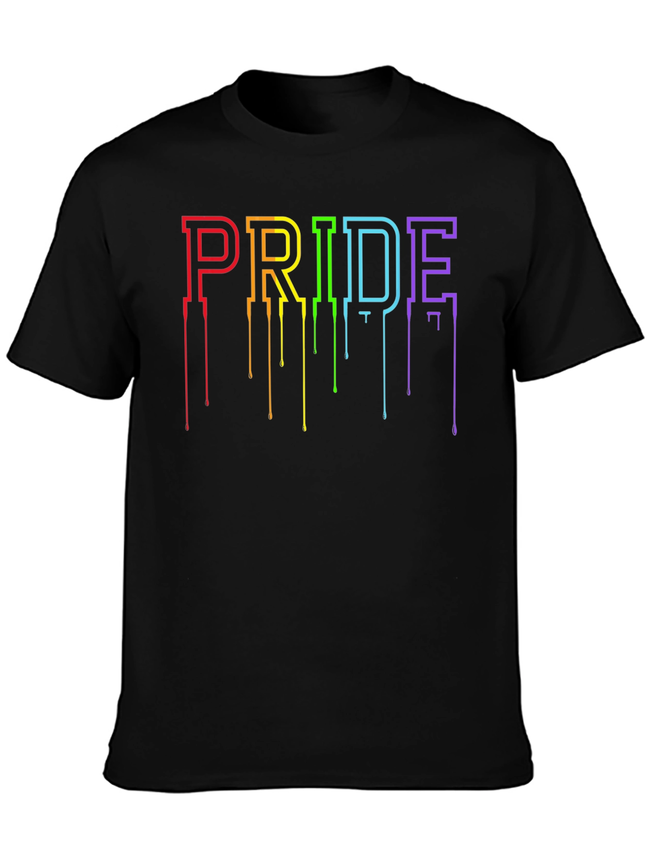Pride Rainbow Drip Graphic Black T-Shirt