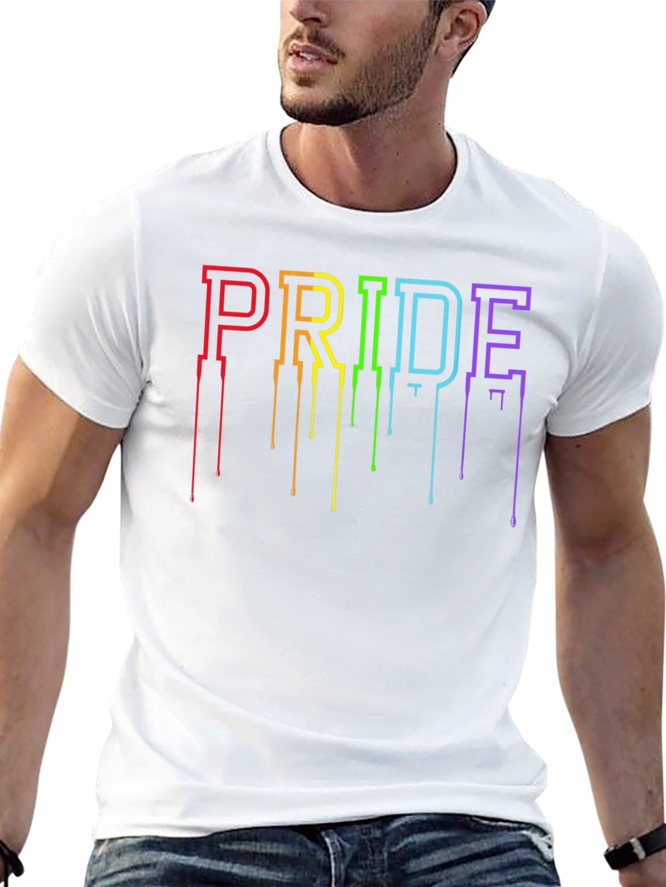 Pride Rainbow Drip Graphic Black T-Shirt