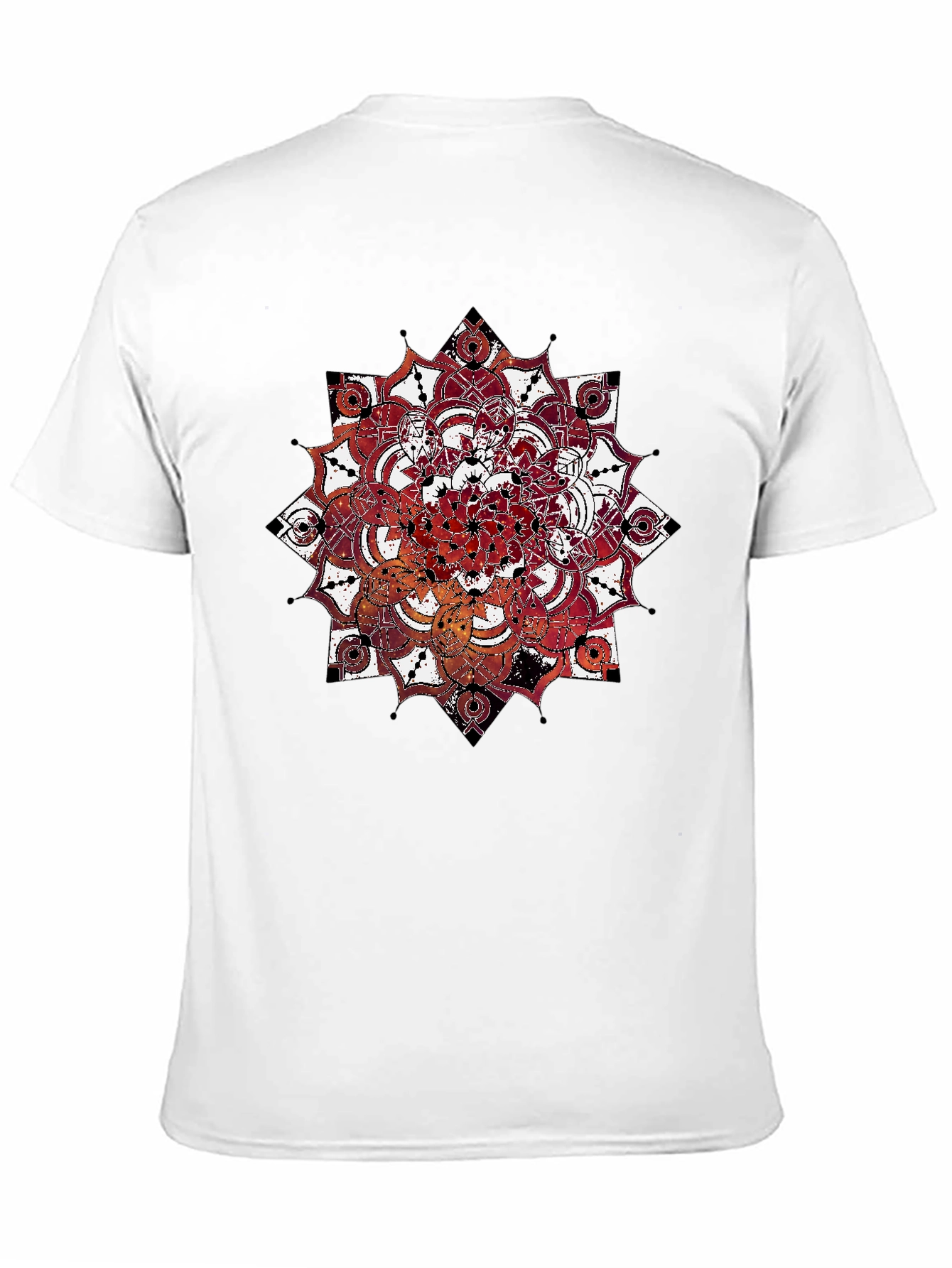 Mandala Print Black Crew Neck T-Shirt