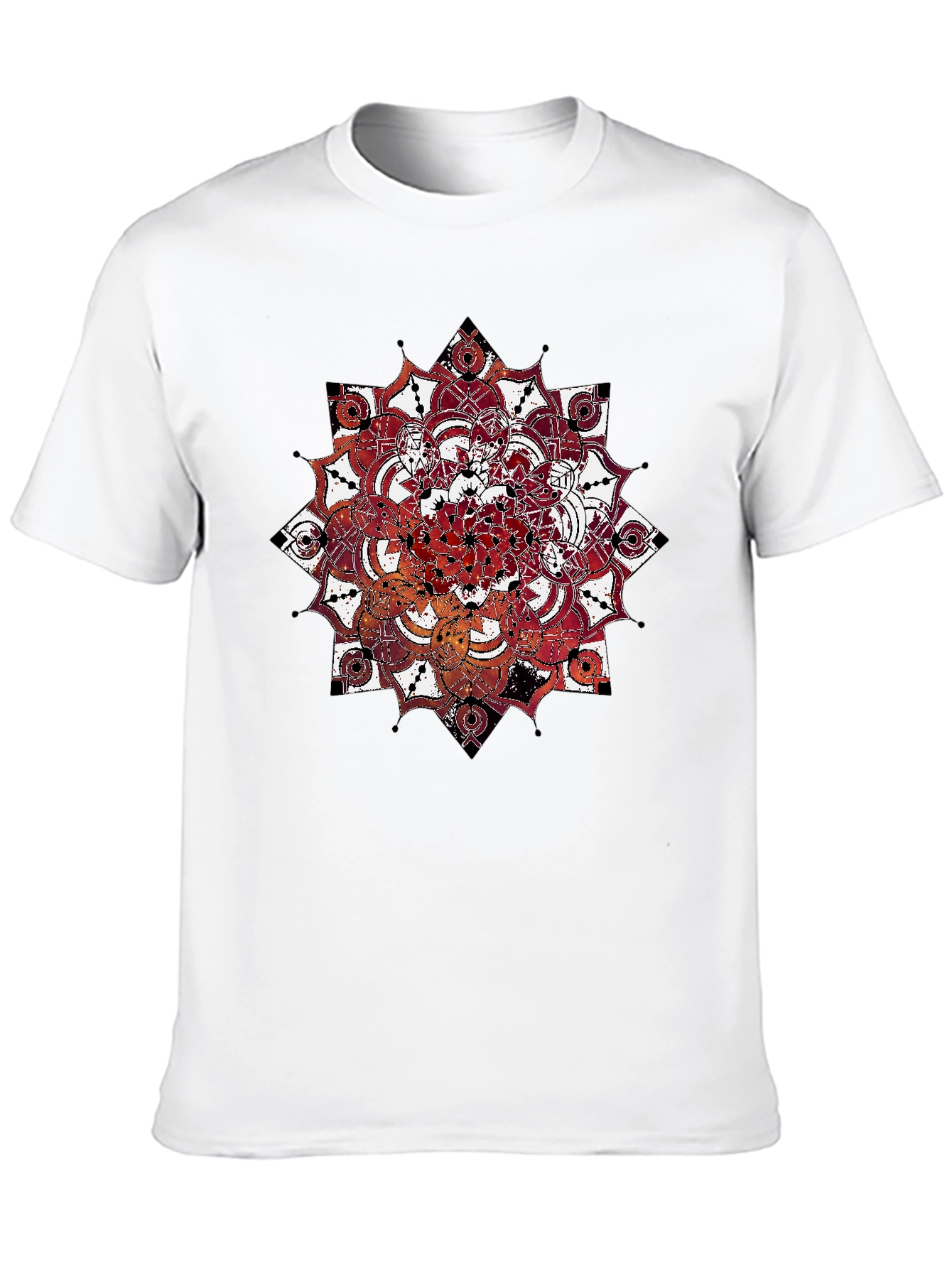 Mandala Print Black Crew Neck T-Shirt