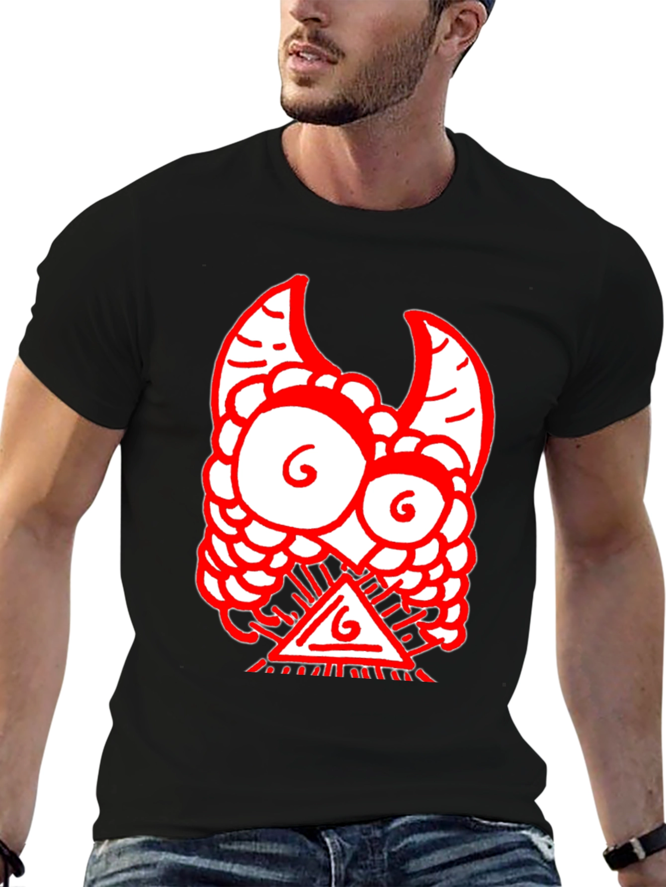 Red Monster Graphic Black T-Shirt