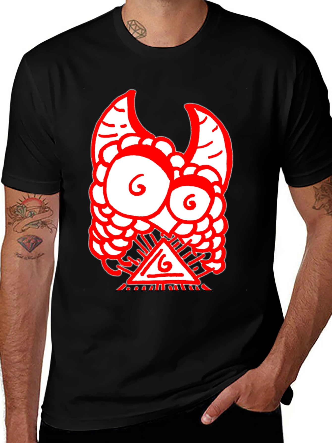 Red Monster Graphic Black T-Shirt