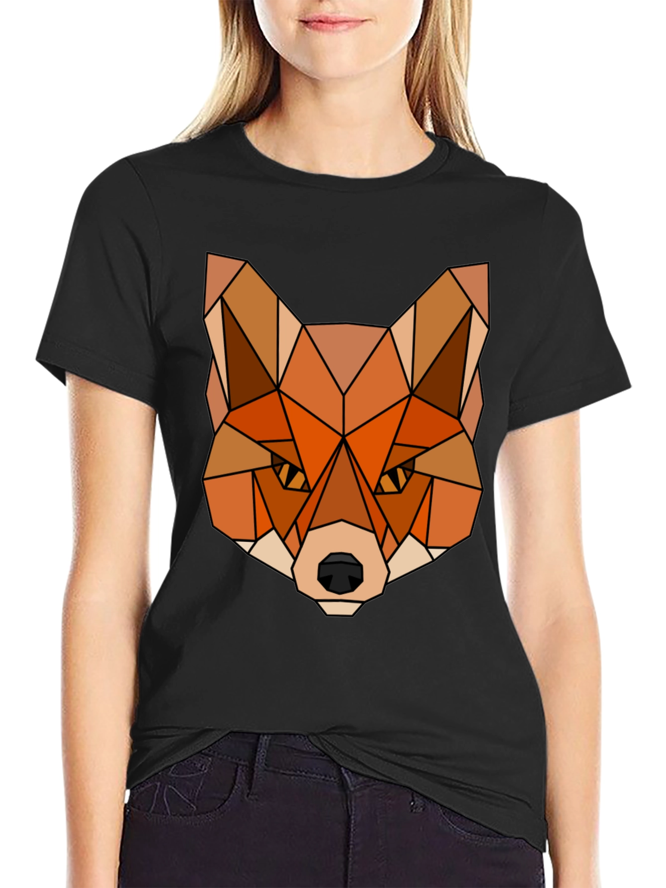 Geometric Fox Graphic Tee - Stylish Mens T-Shirt