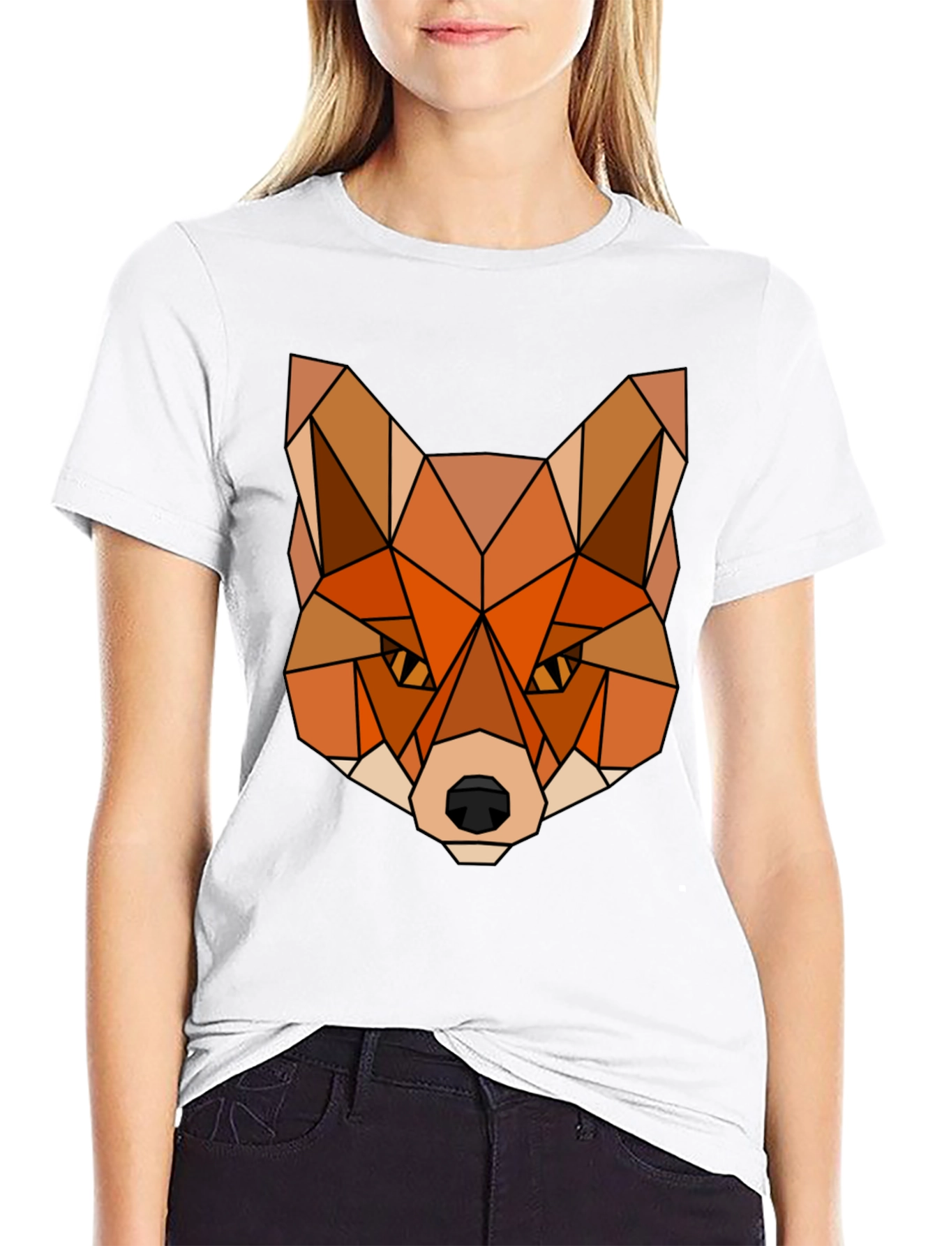 Geometric Fox Graphic Tee - Stylish Mens T-Shirt