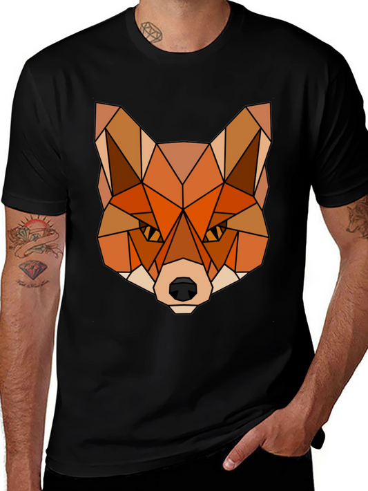 Geometric Fox Graphic Tee - Stylish Mens T-Shirt