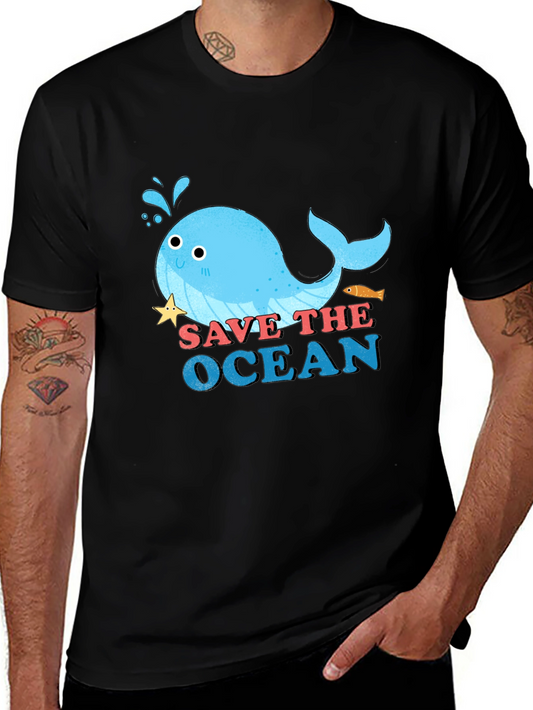 Save the Ocean Graphic Tee - Cute Whale Design