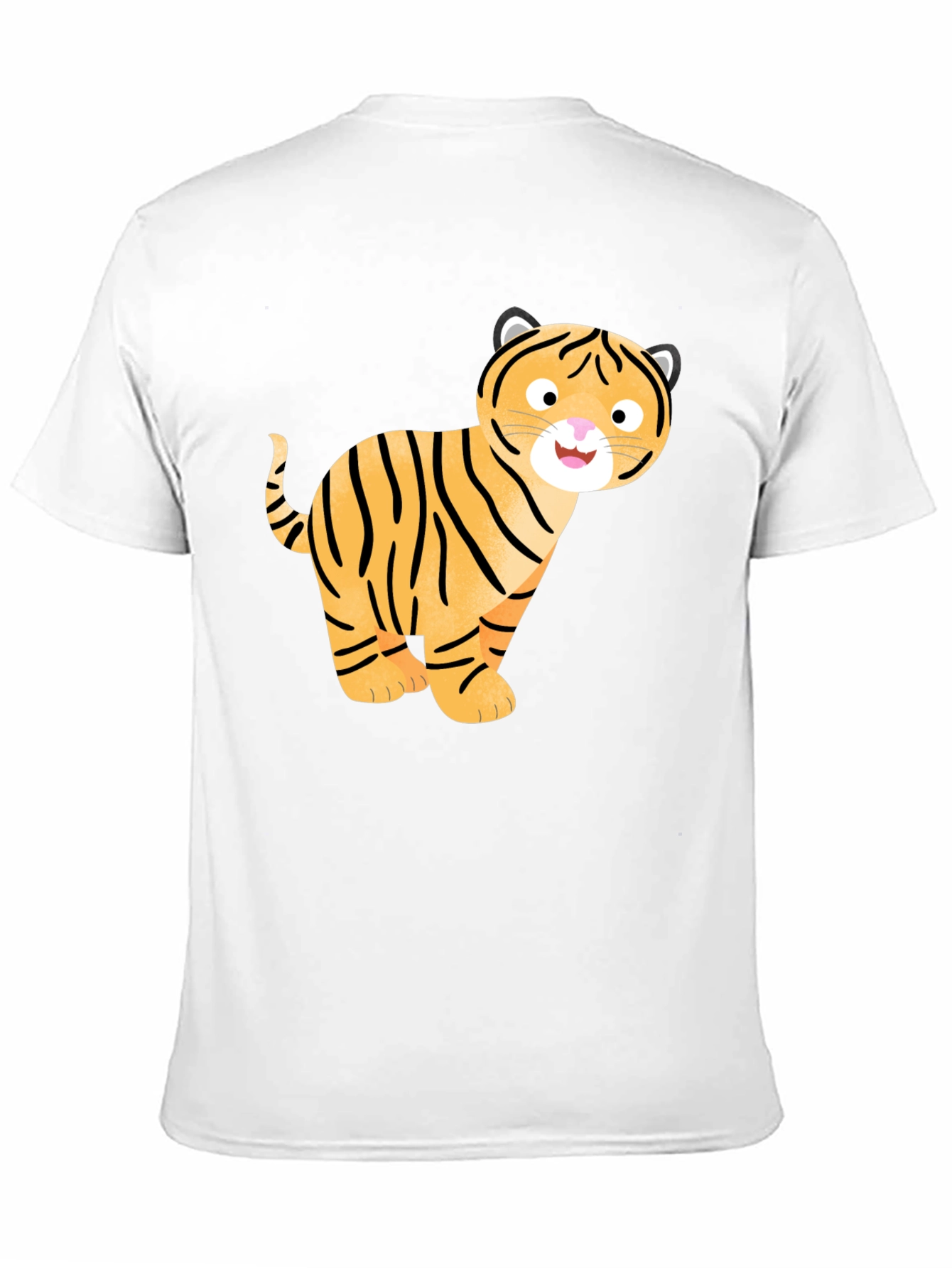 Cute Cartoon Tiger Graphic T-Shirt - Black