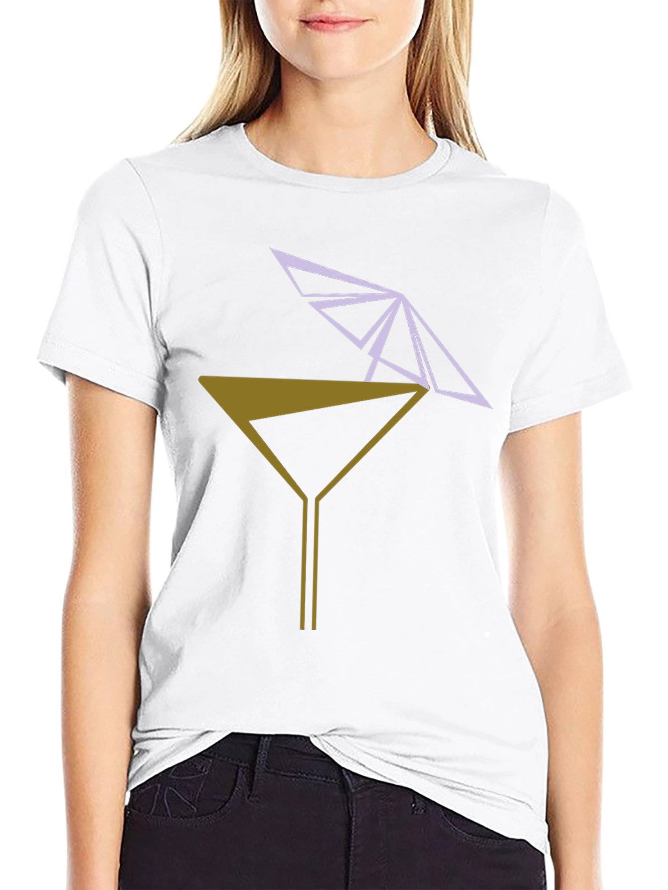 Geometric Martini T-Shirt - Modern Cocktail Tee