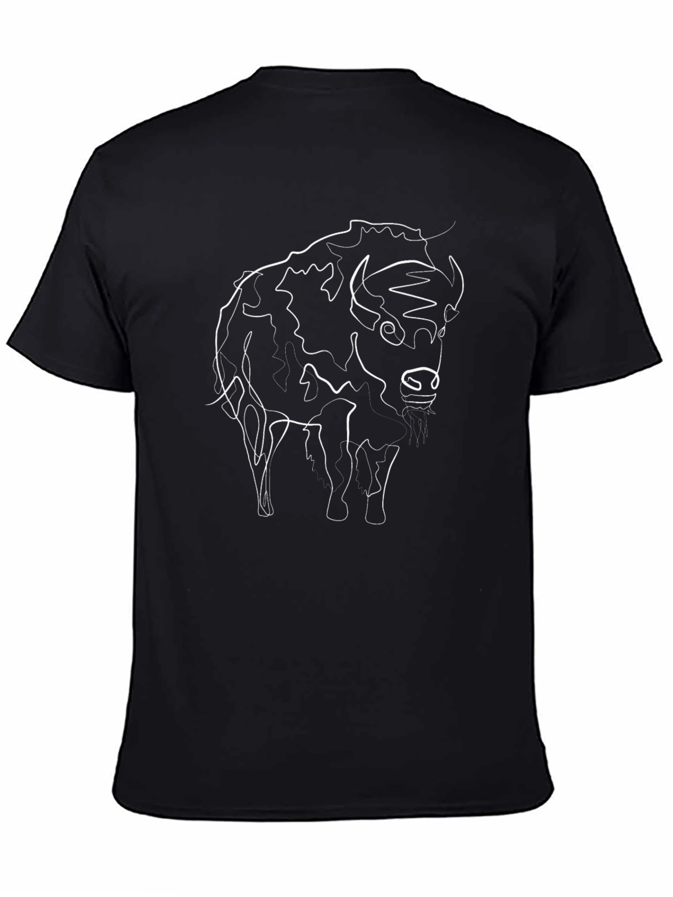 Bison Line Art Graphic Tee - Black