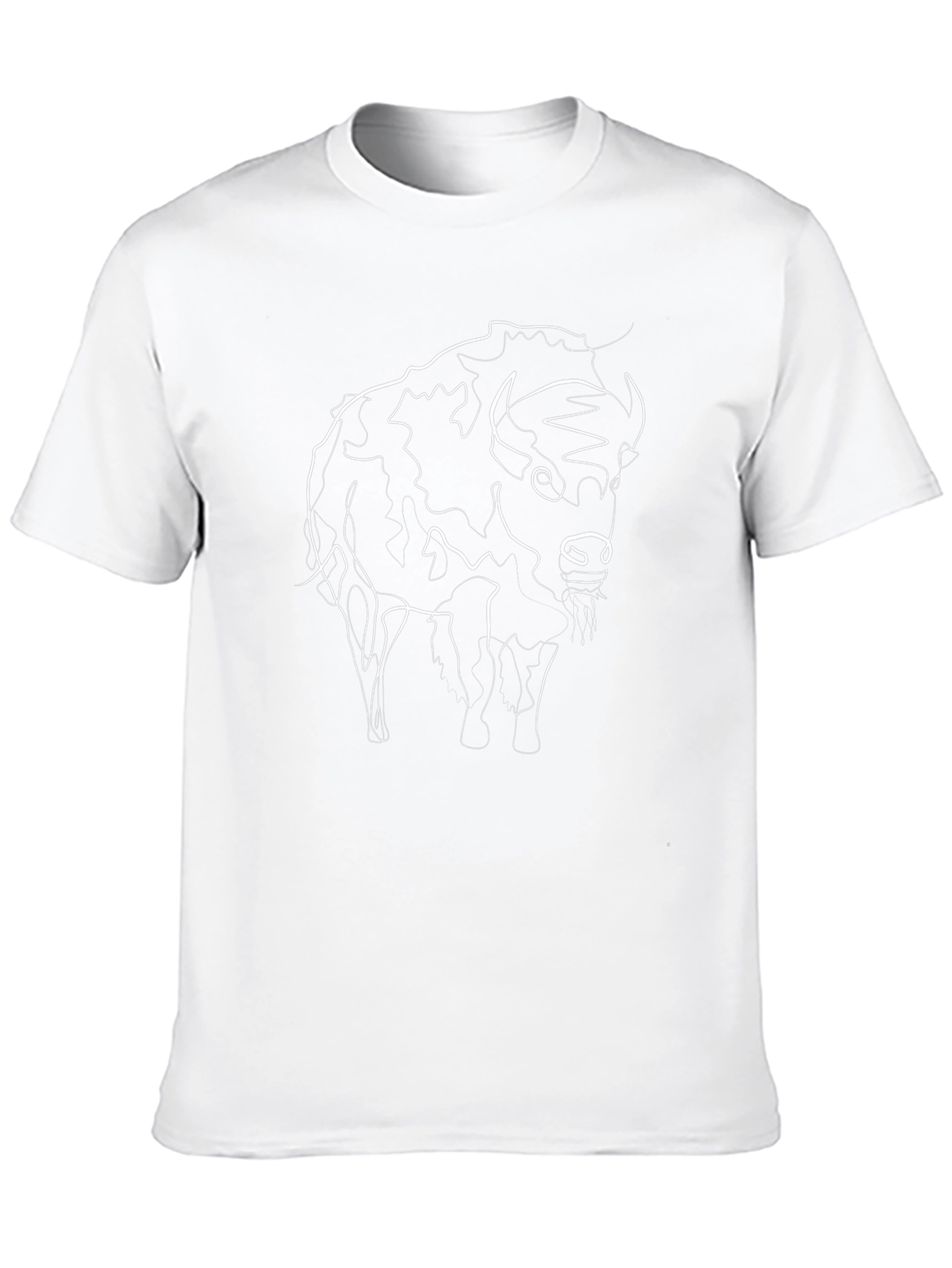 Bison Line Art Graphic Tee - Black