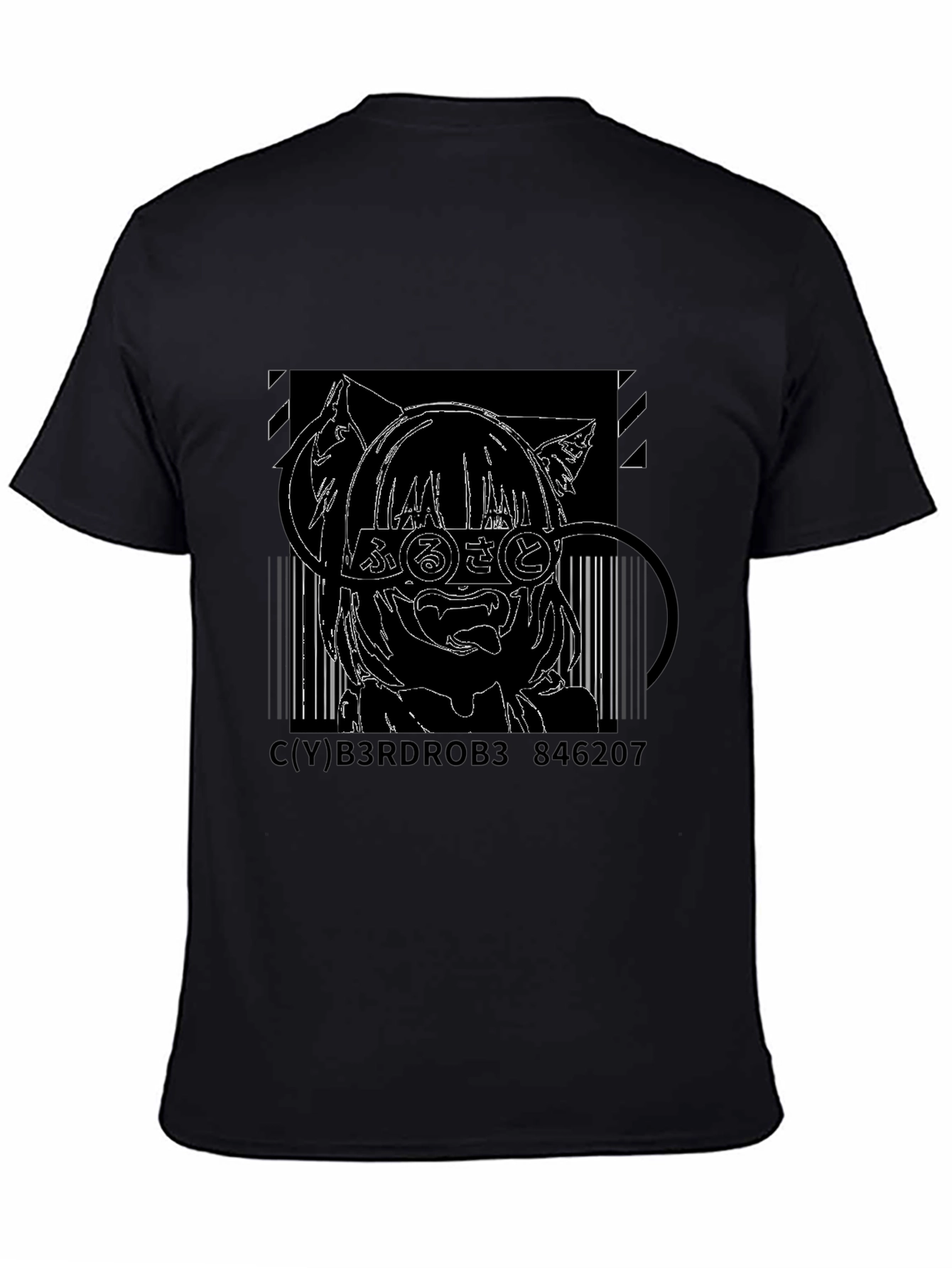 Anime Cat Girl T-Shirt - Black