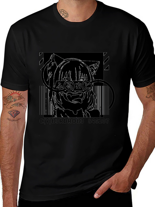 Anime Cat Girl T-Shirt - Black