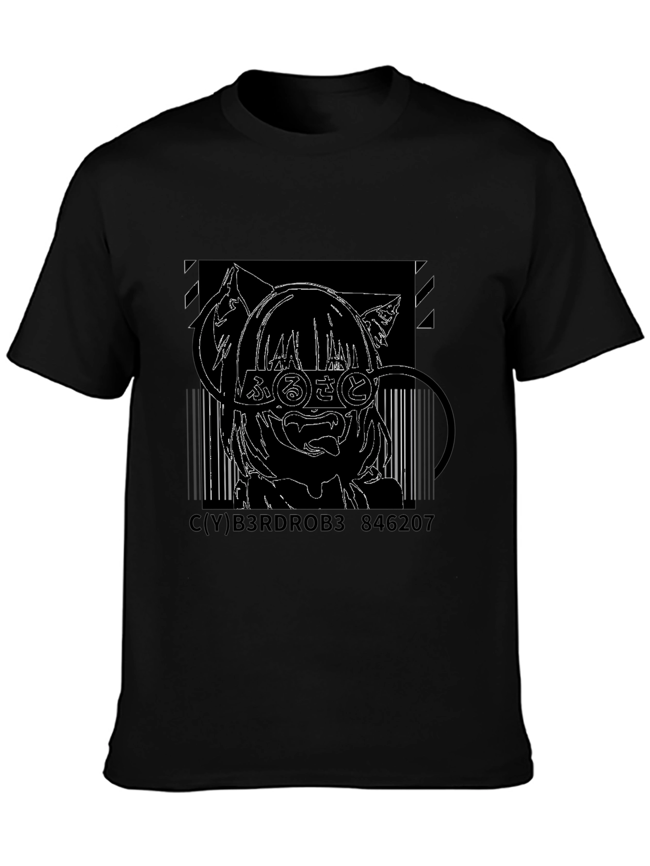 Anime Cat Girl T-Shirt - Black